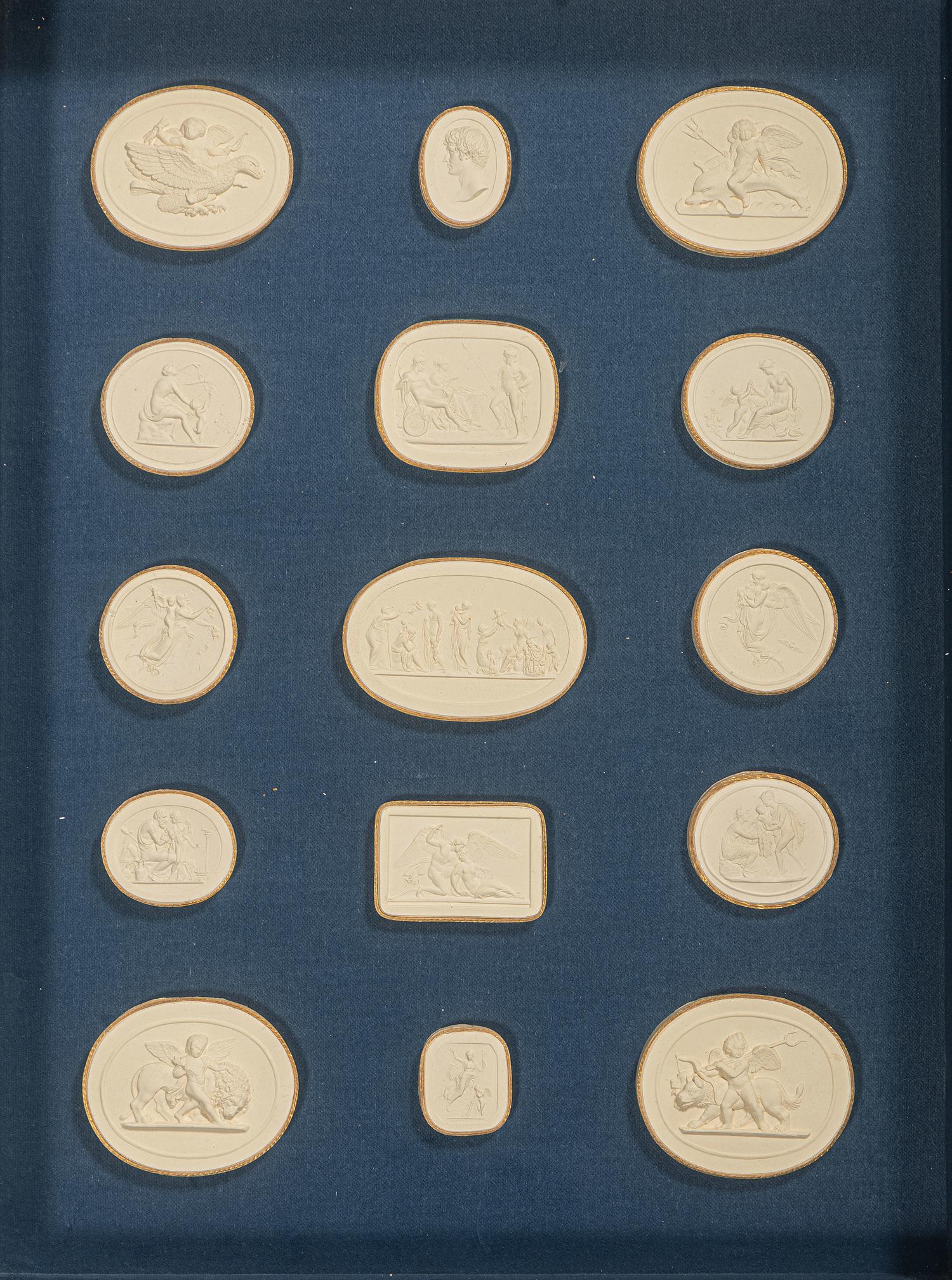 Seven Framed Groups of Grand Tour Plaster Intaglios
