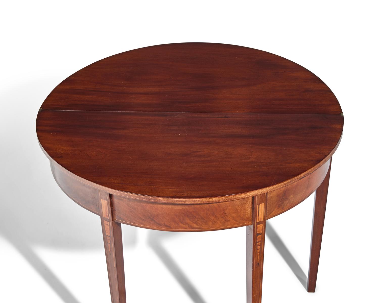 A Federal Inlaid Mahogany Demilune Card Table