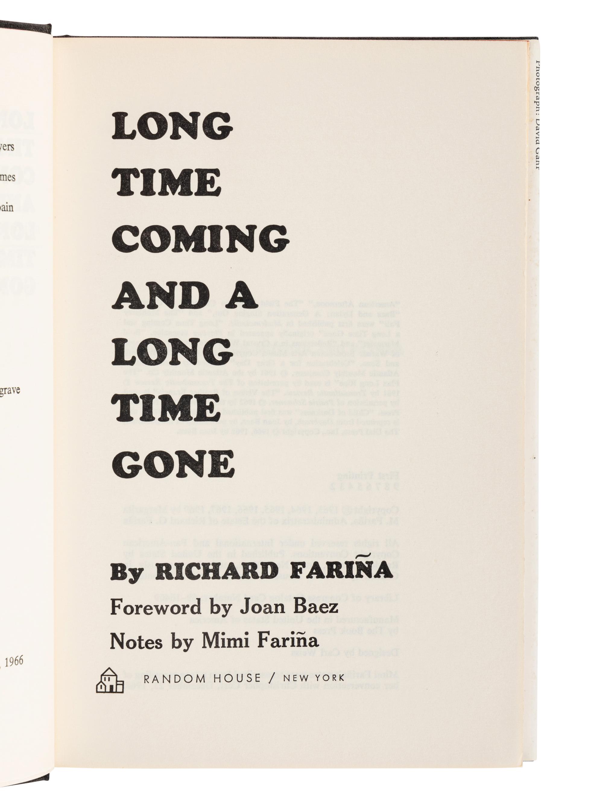 FARINA, Richard (1937-1966). Been Down So Long It Looks Like Up to Me. New York: Random House, 1966.