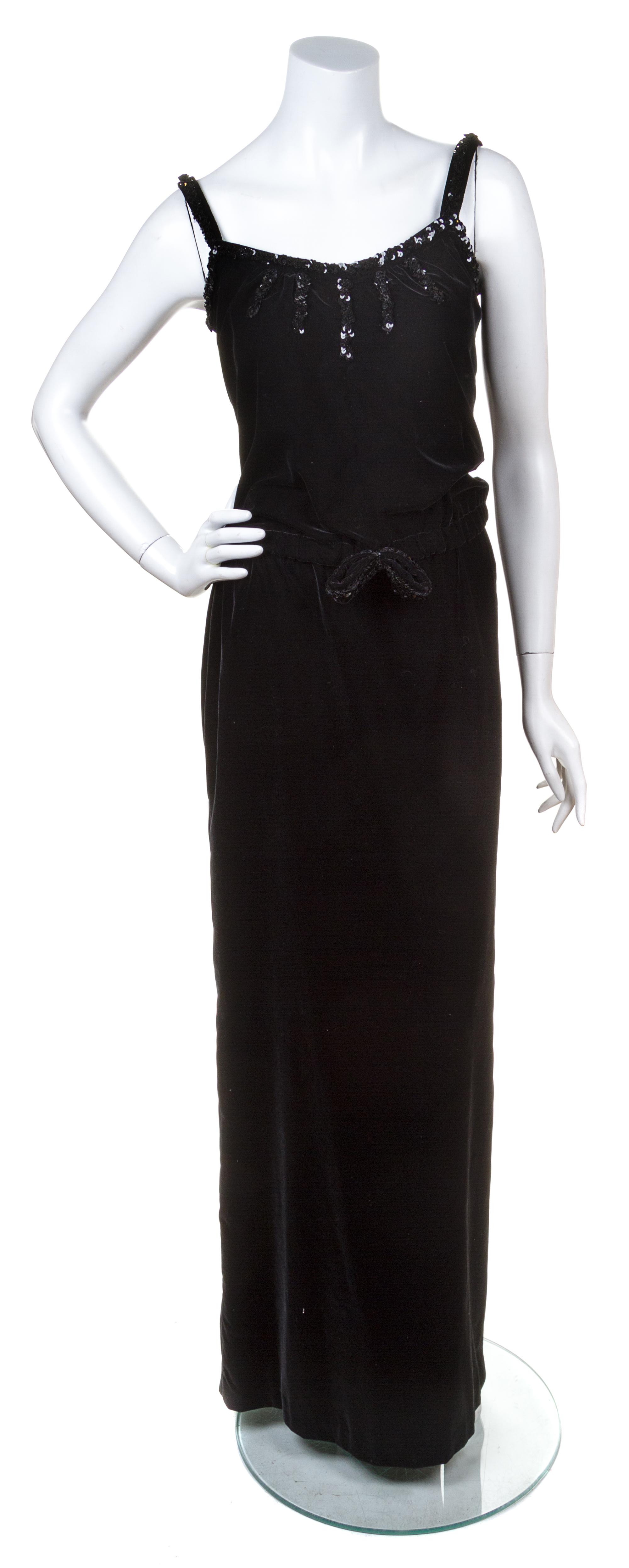 A Courreges Black Velvet Skirt Ensemble, Size A.