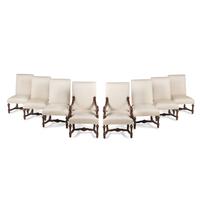 A Set of Eight Baroque Style Walnut Armchairs