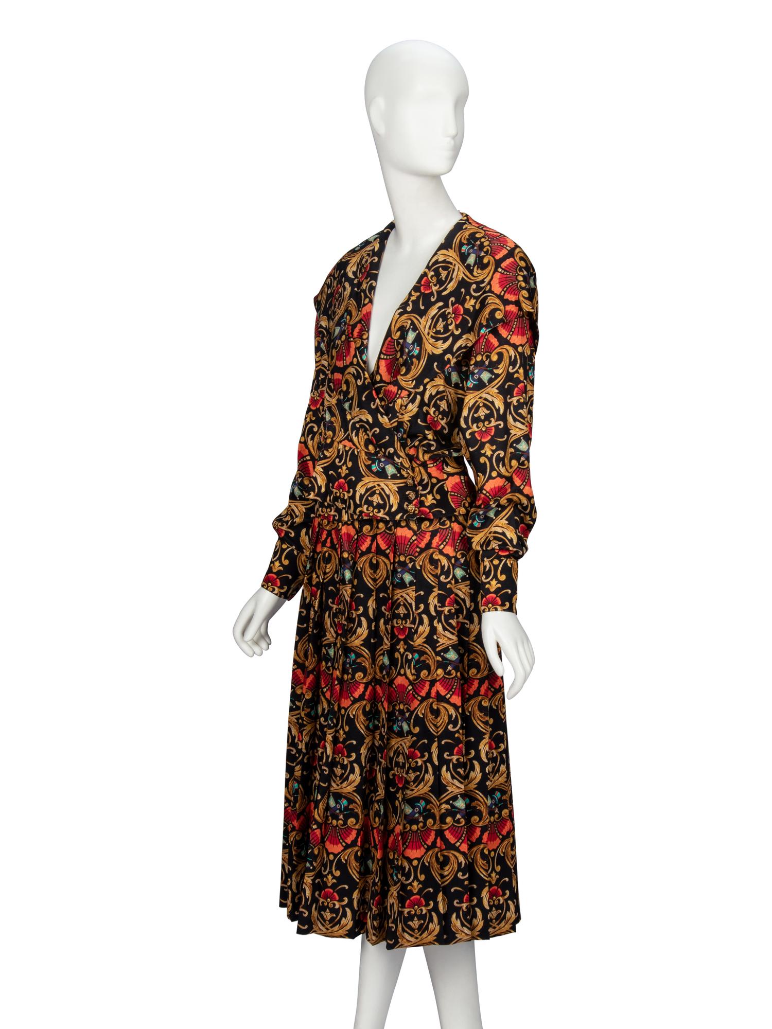 Hermès, Printed Silk Twill Skirt Ensemble