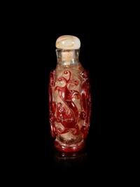 A Red Overlay Clear Glass Snuff Bottle