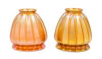 A Pair of Quezal Glass Shades Height 4 5/8 inches.