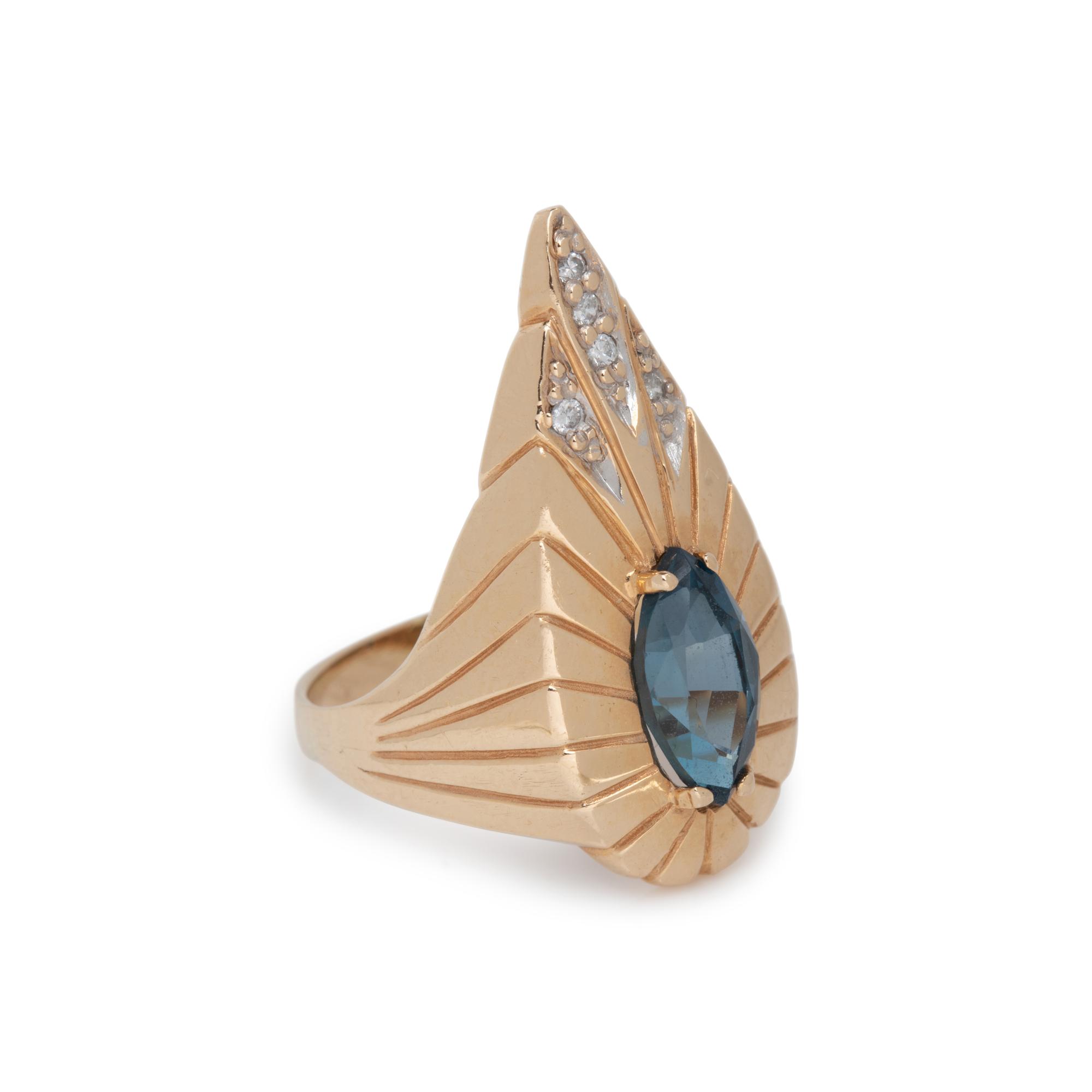 ERTÉ, YELLOW GOLD, BLUE TOPAZ AND DIAMOND LIMITED EDITION 'PEACOCK' RING