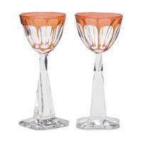 A Set of Six Baccarat Orange Cut-to-Clear Hock Wine Glasses