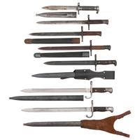 Lot of 7 Assorted International Bayonets Including: (3) Italian, Argentine, Swiss, Swedish