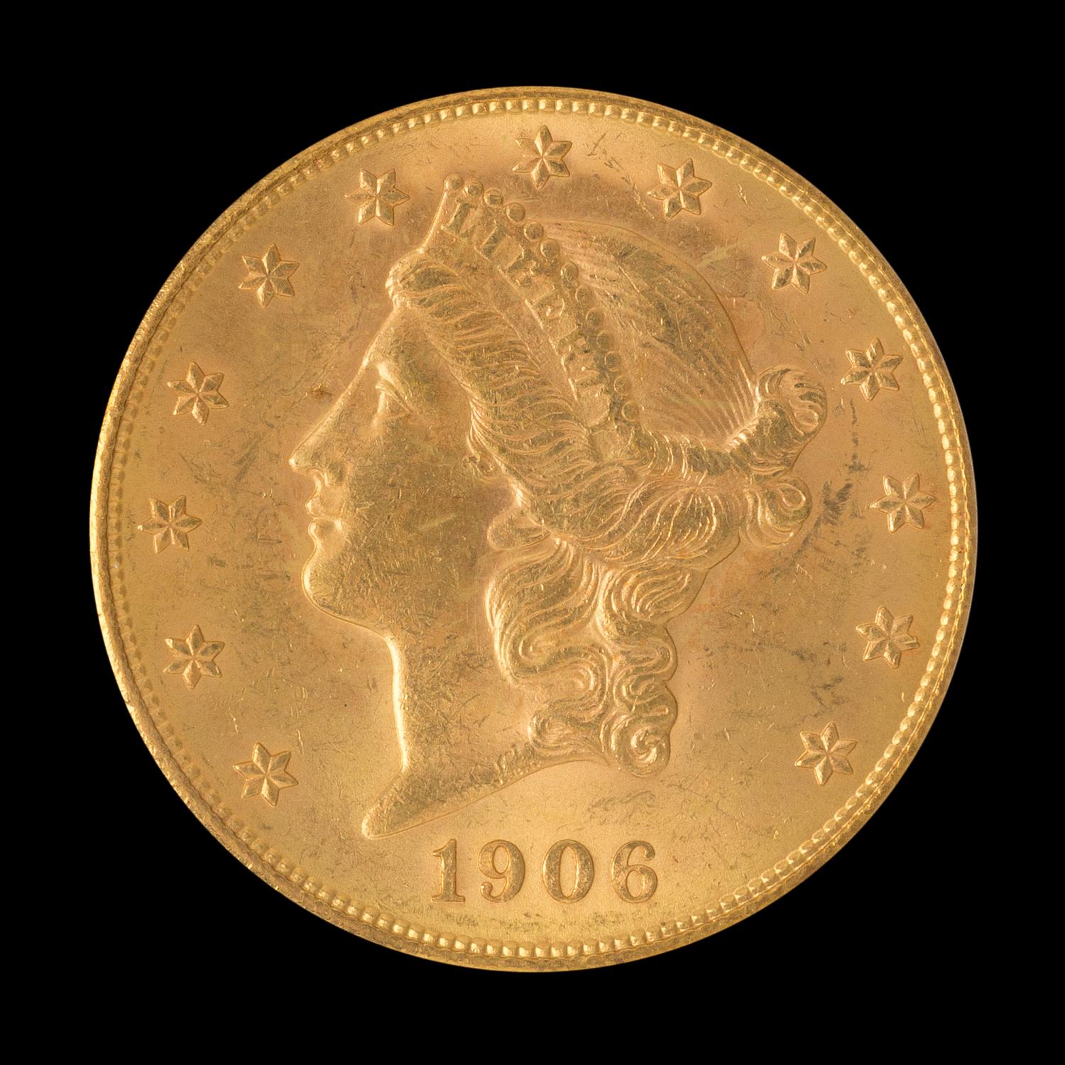 A United States 1906-S Liberty Head $20 Gold Coin