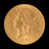 A United States 1906-S Liberty Head $20 Gold Coin