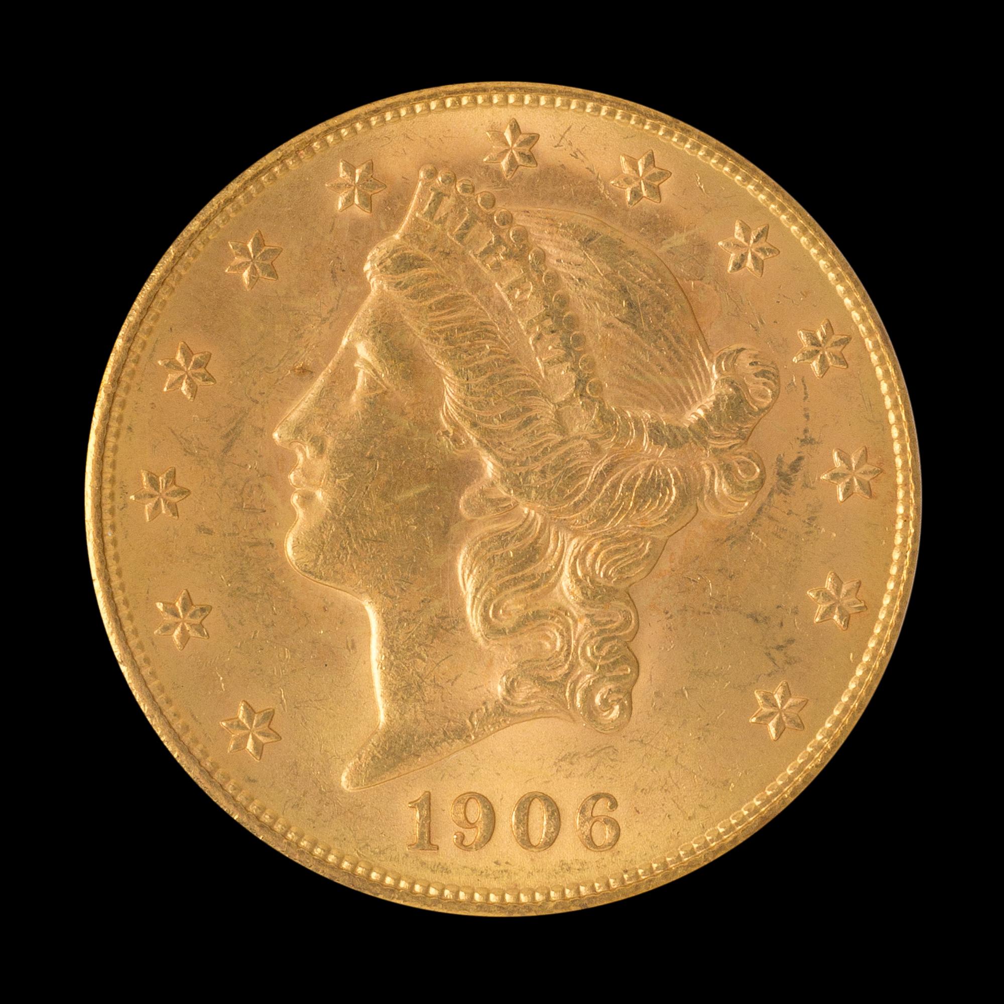 A United States 1906-S Liberty Head $20 Gold Coin