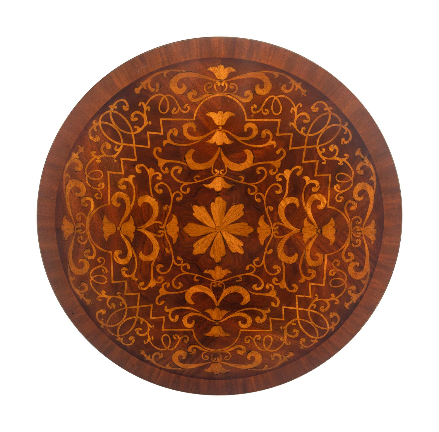 An Empire Style Giltwood and Marquetry Inlaid Occasional Table