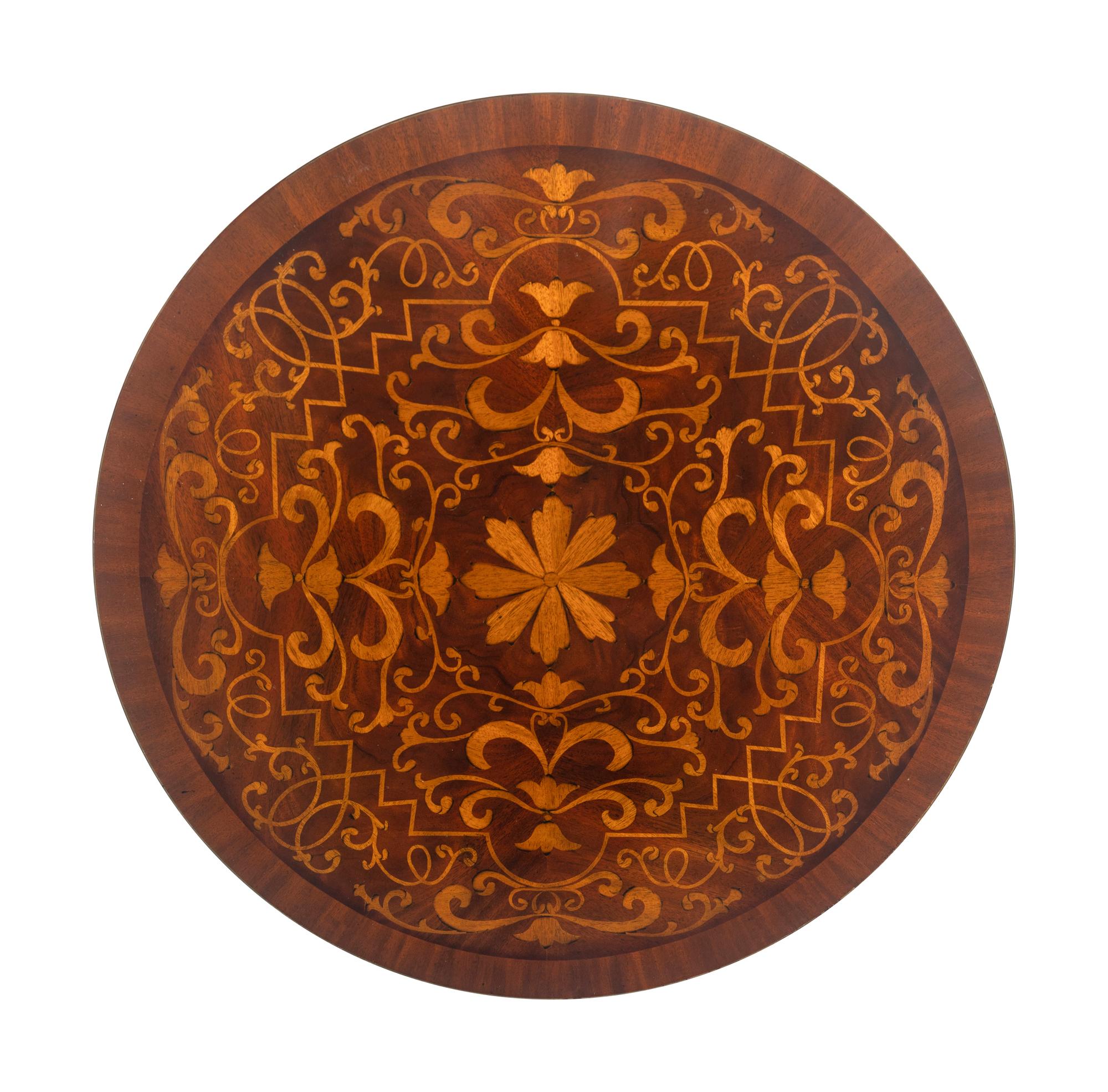 An Empire Style Giltwood and Marquetry Inlaid Occasional Table