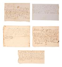 [SLAVERY & ABOLITION]. Bills of sale for African Americans enslaved by Thomas Dixon (1815-1879), Sheriff of Macon County, Georgia.