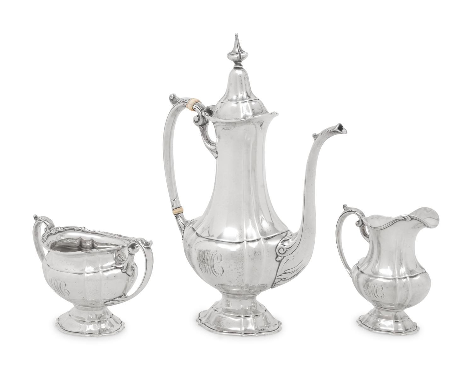 An American Silver Three-Piece Coffee Service