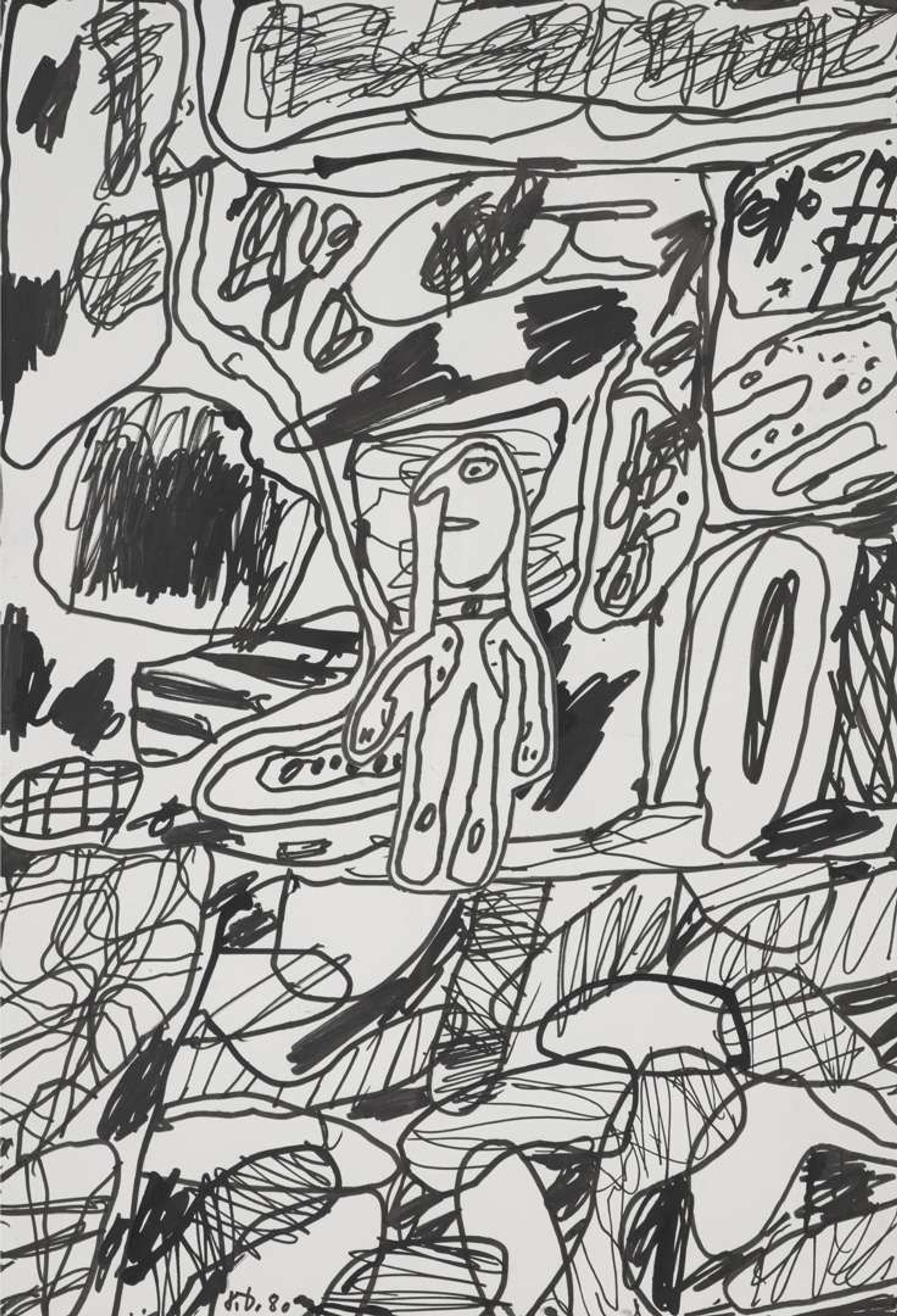Jean Dubuffet (French, 1901-1985) - Paysage avec un Personnage (D379)