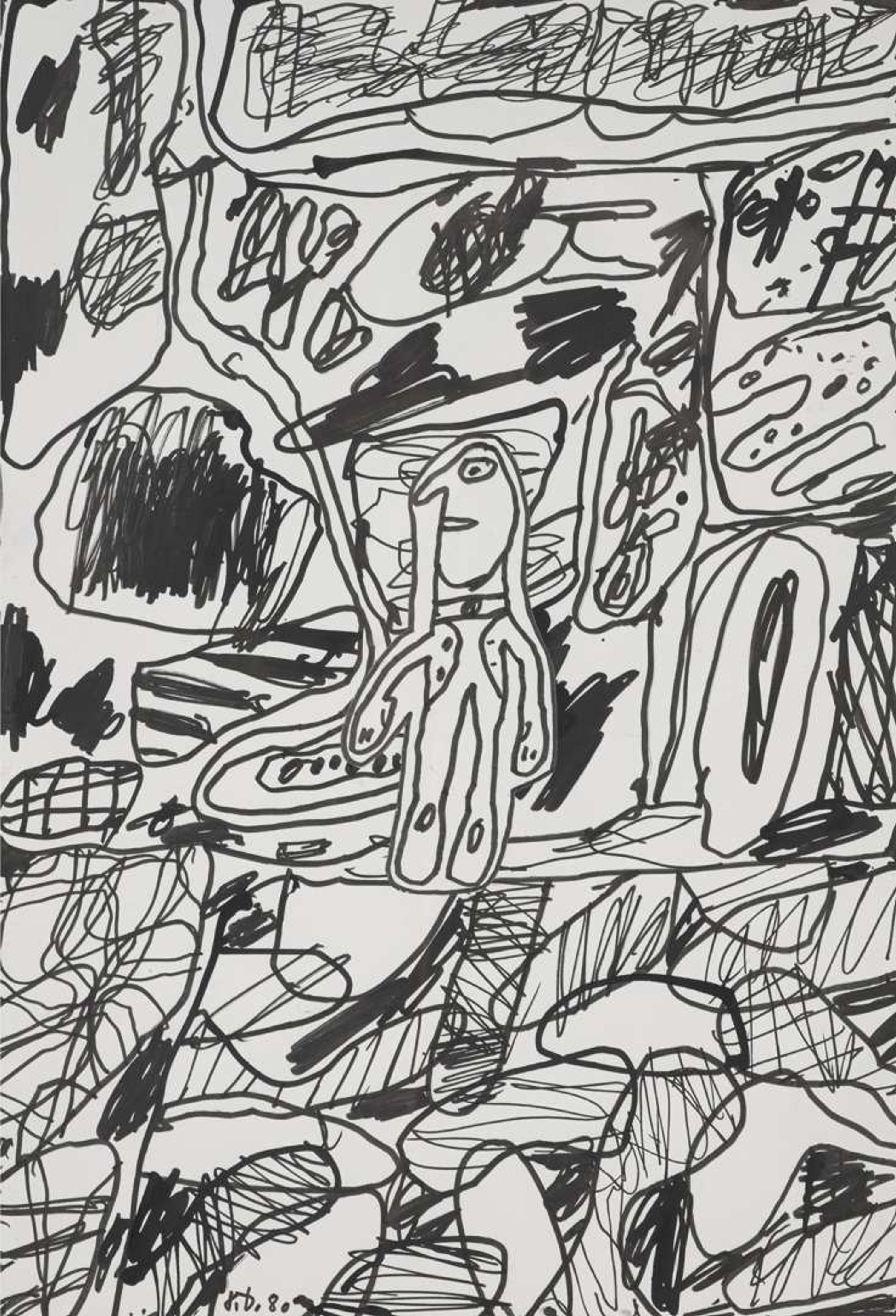 Jean Dubuffet (French, 1901-1985) - Paysage avec un Personnage (D379)