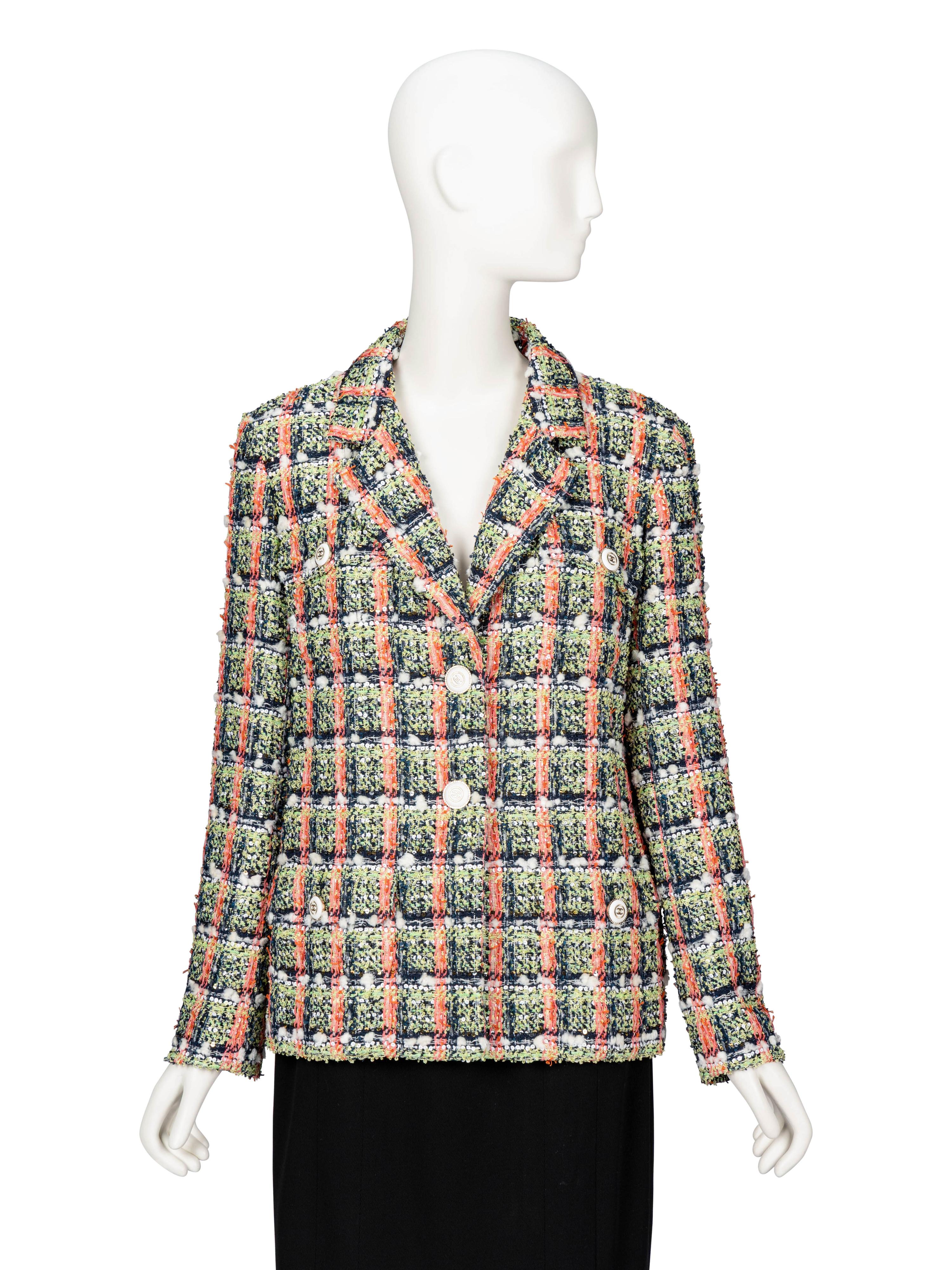 Chanel, Multicolor Plaid Fantasy Tweed Jacket
