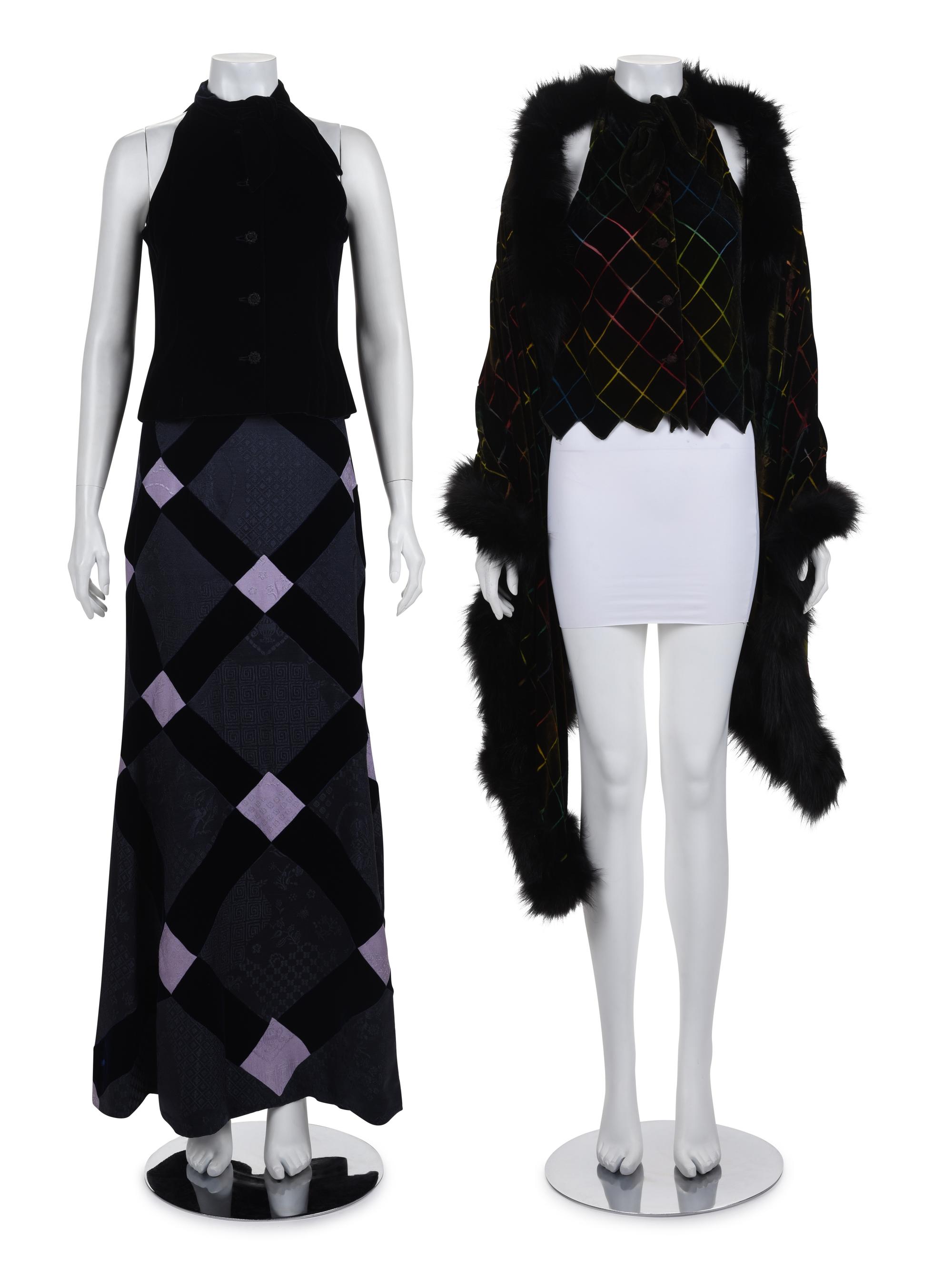 Two Designer Velvet Ensembles: One Fendi and One Unlabeled