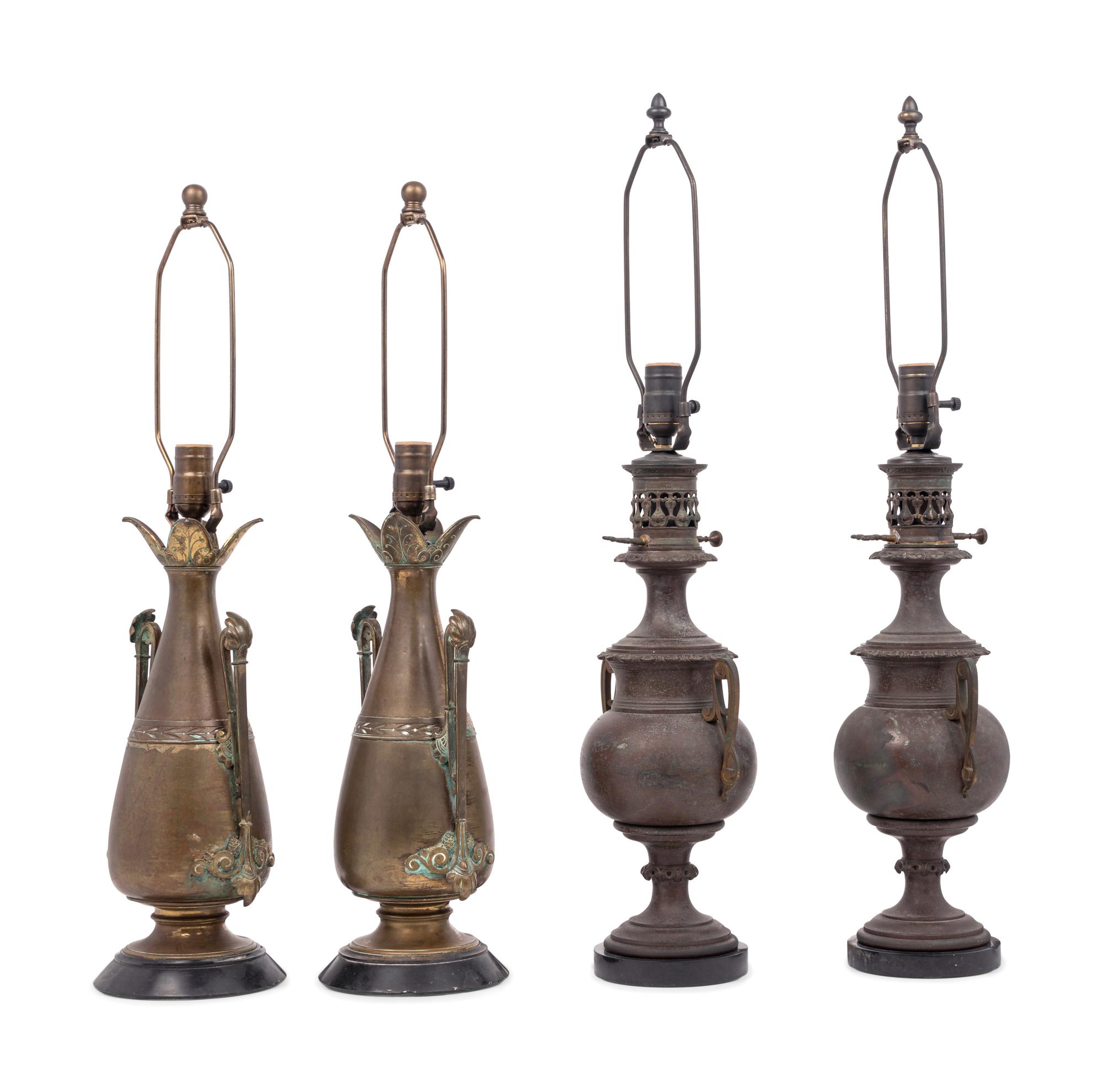 Two Pairs of French Bronze Lamps