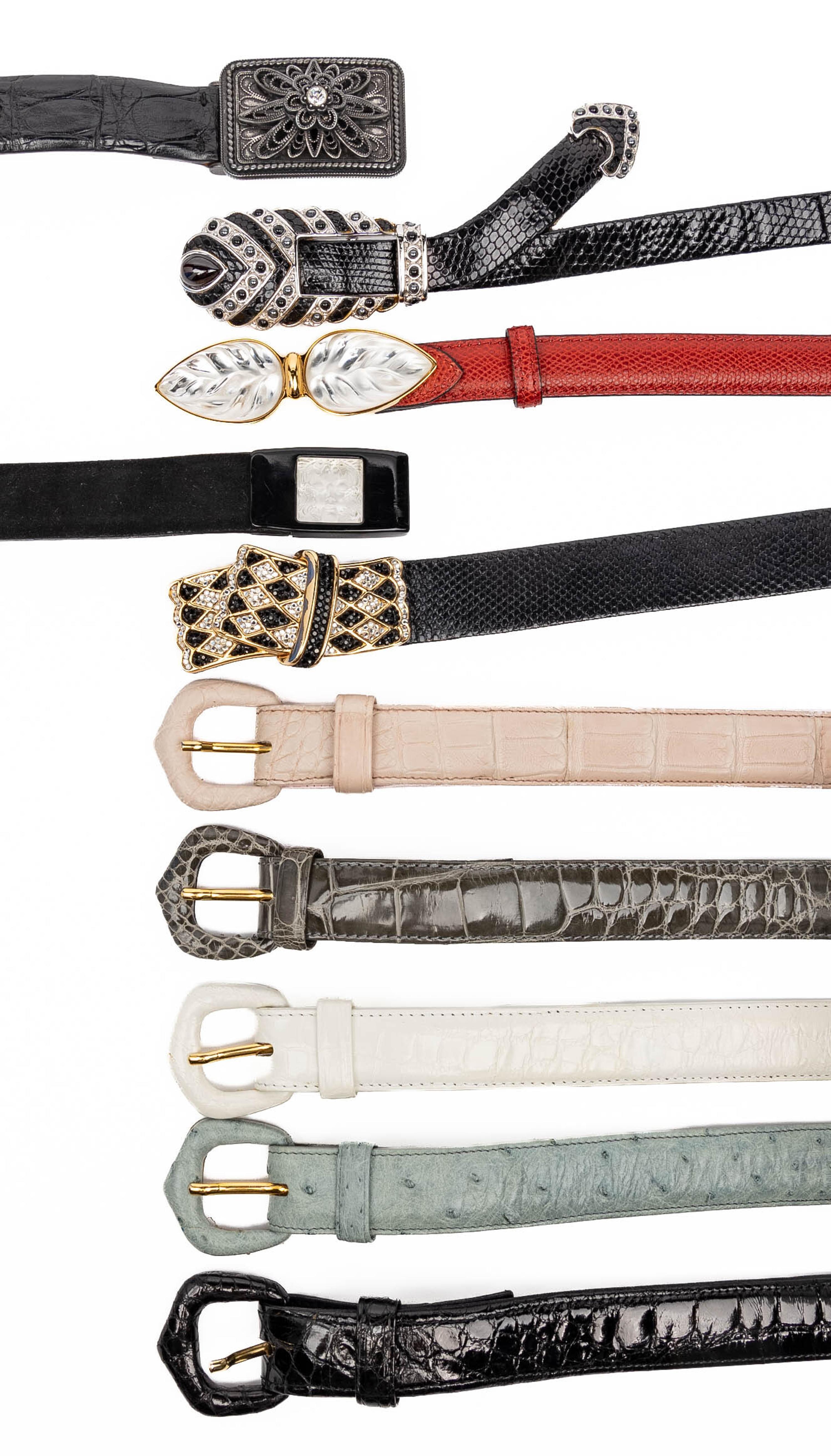 Group of Ten Designer Belts, Including Judith Leiber & Lalique