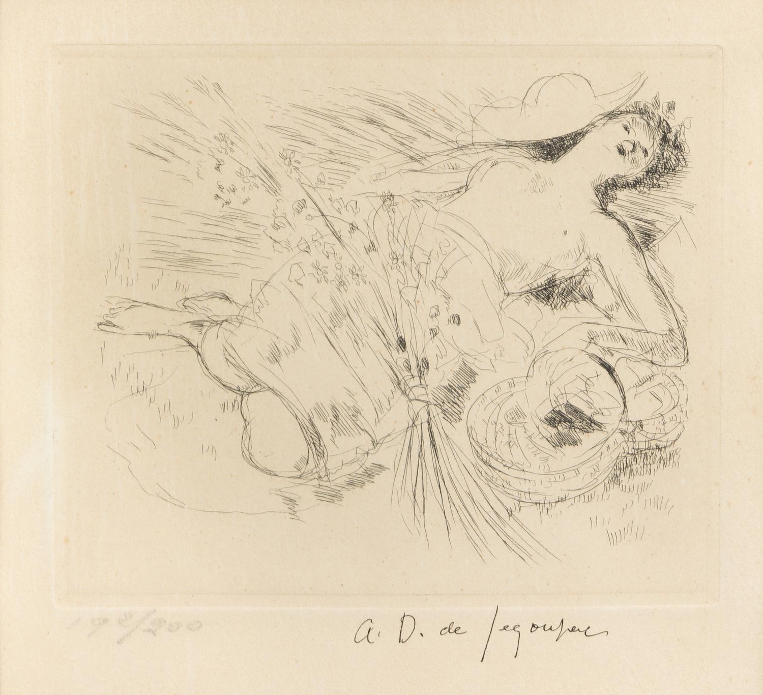 André Dunoyer de Segonzac, (French, 1884-1974), Reclining Nude