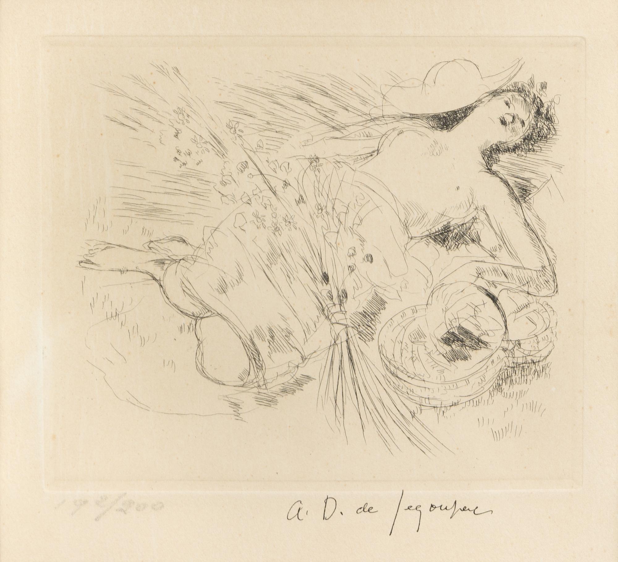 André Dunoyer de Segonzac, (French, 1884-1974), Reclining Nude