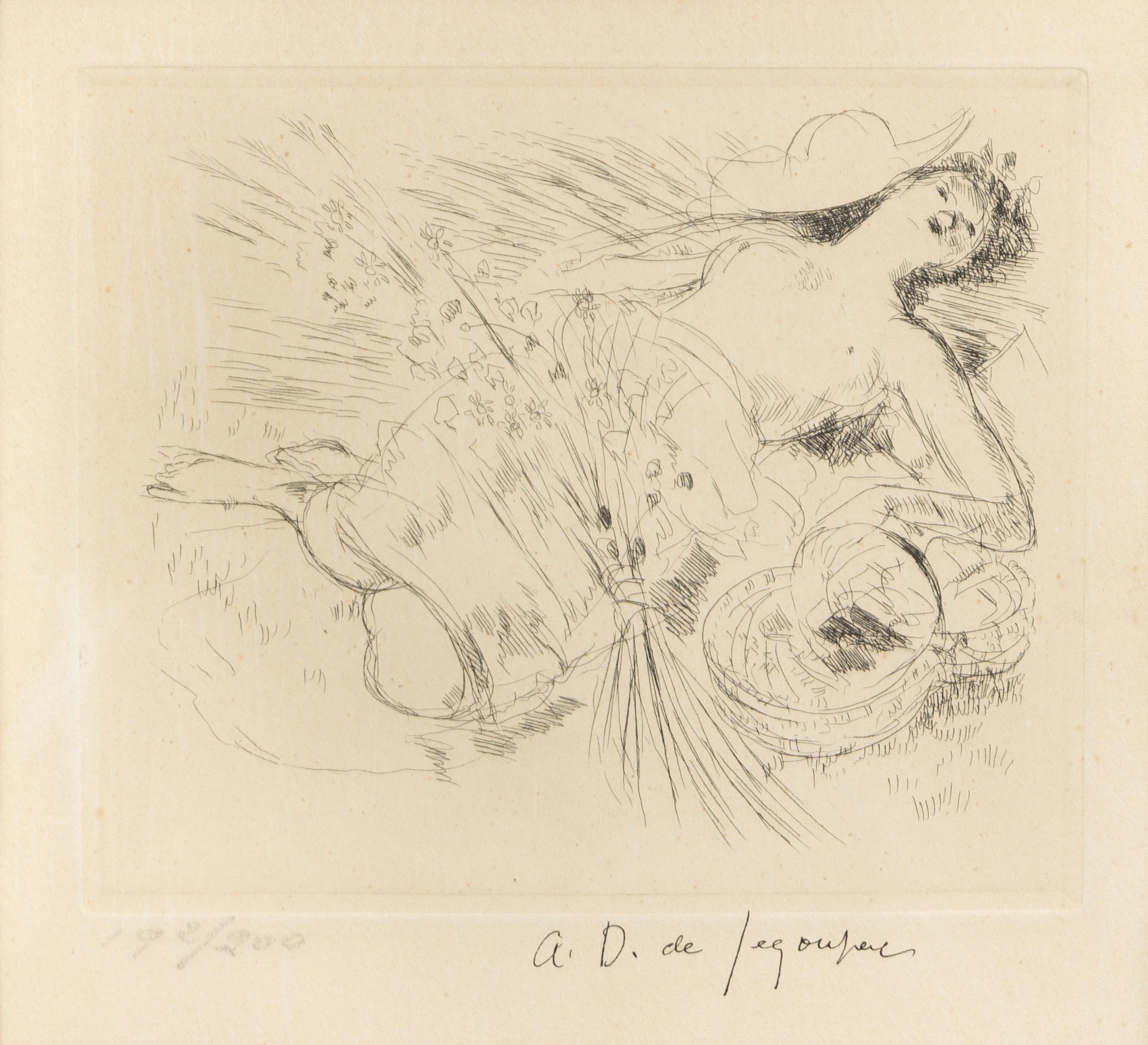 André Dunoyer de Segonzac, (French, 1884-1974), Reclining Nude