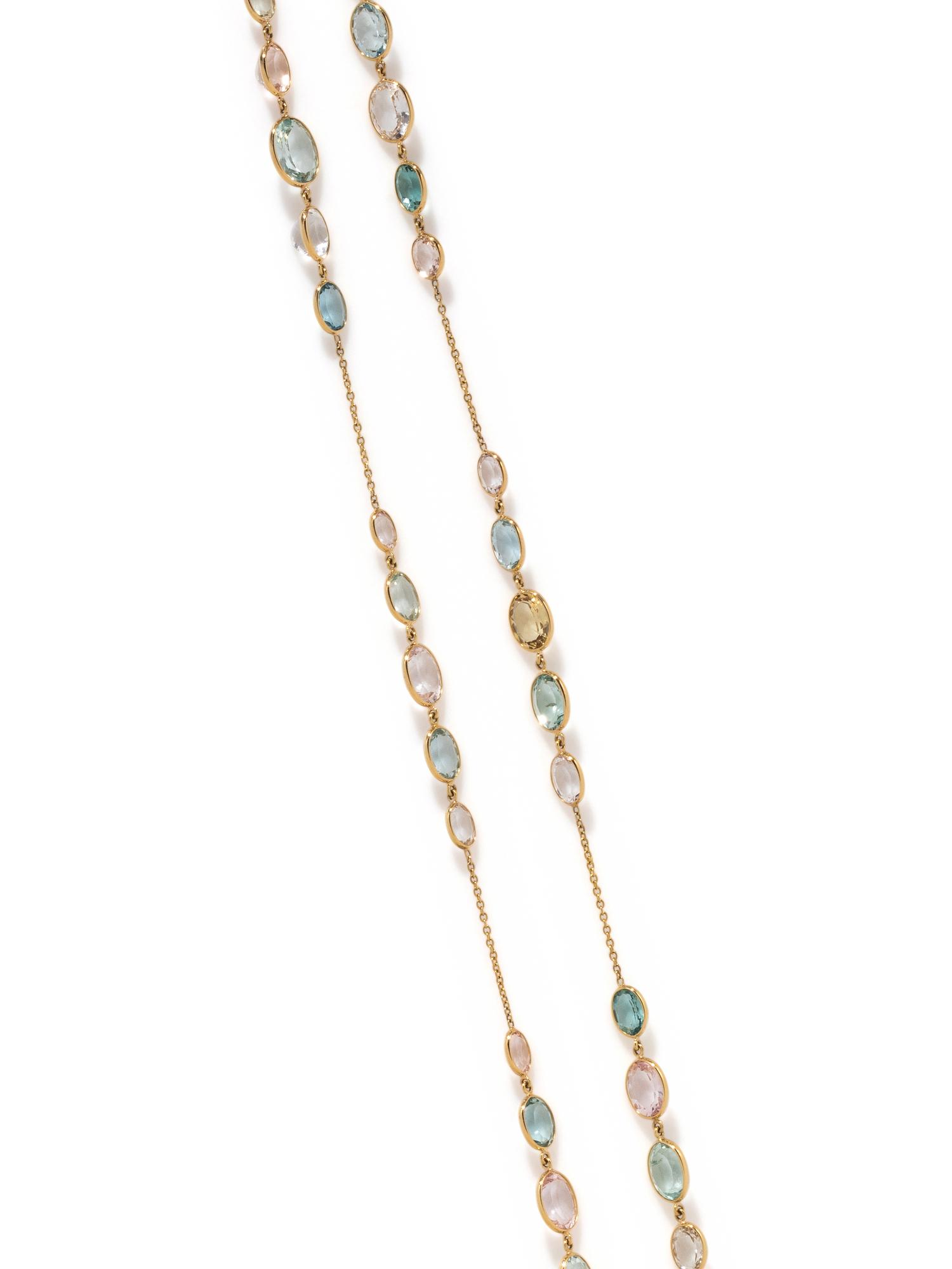 YELLOW GOLD AND MULTIGEM NECKLACE