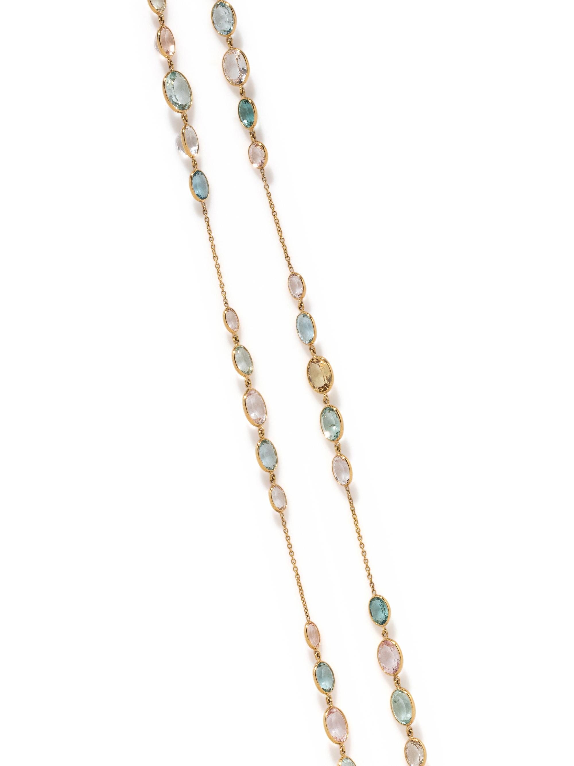 YELLOW GOLD AND MULTIGEM NECKLACE