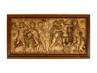 Two Italian Gilt-Bronze Plaques Depicting A Procession of Cupids