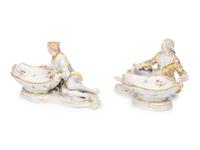 Two Meissen Porcelain Figural Sweetmeat Dishes
