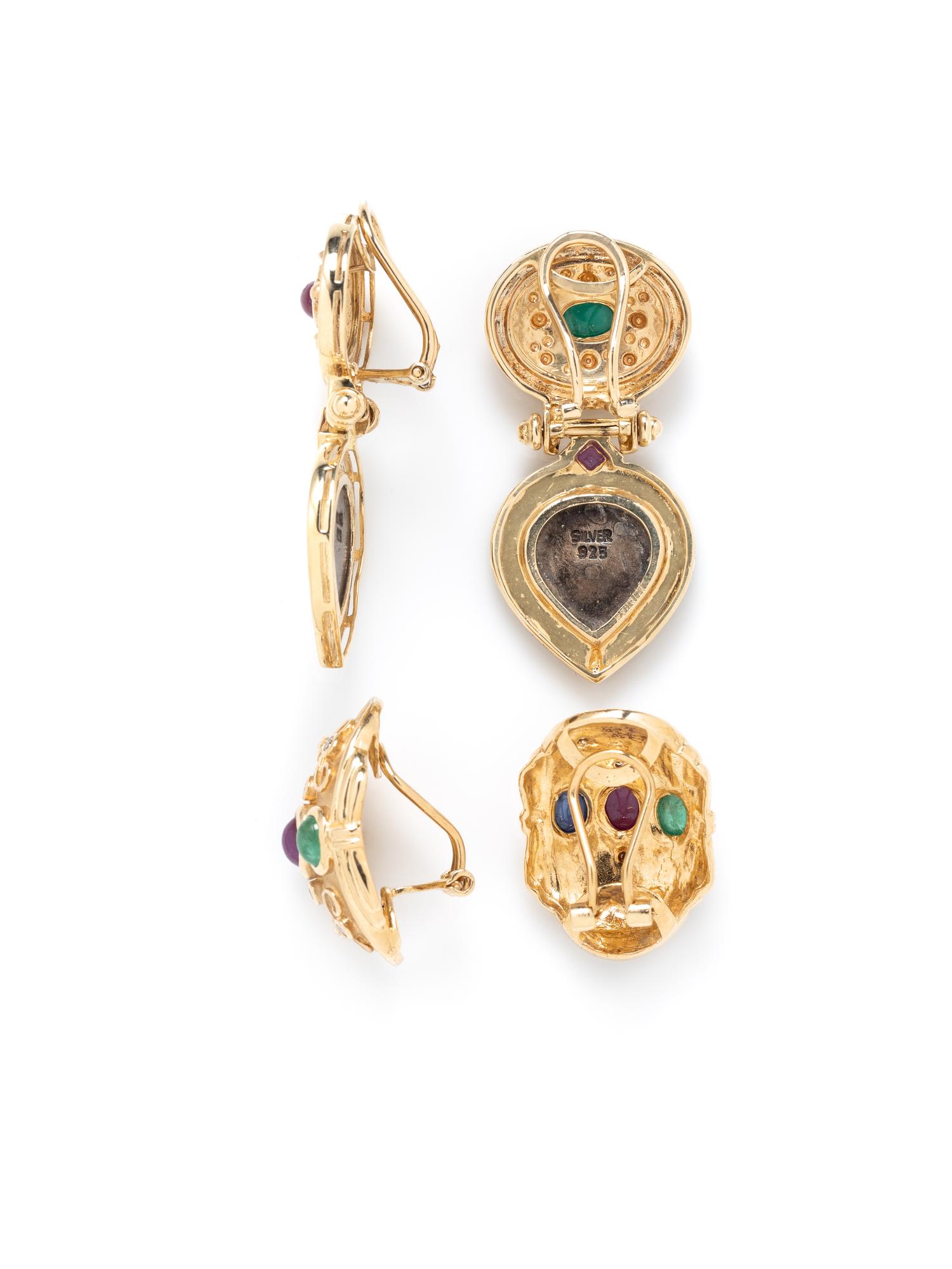 COLLECTION OF YELLOW GOLD, GEMSTONE AND GLASS JEWELRY