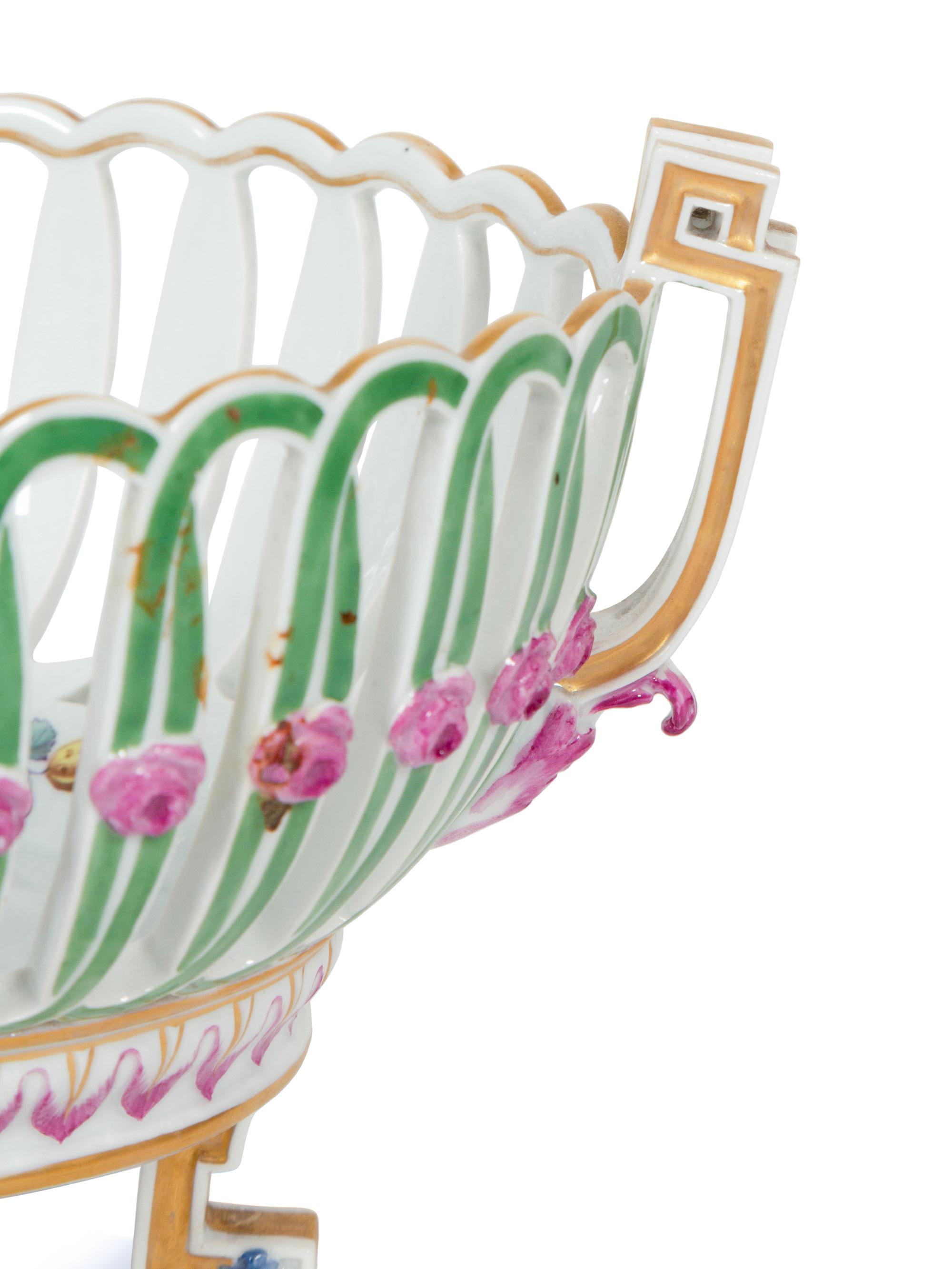 A Pair of German Porcelain Reticulated Baskets