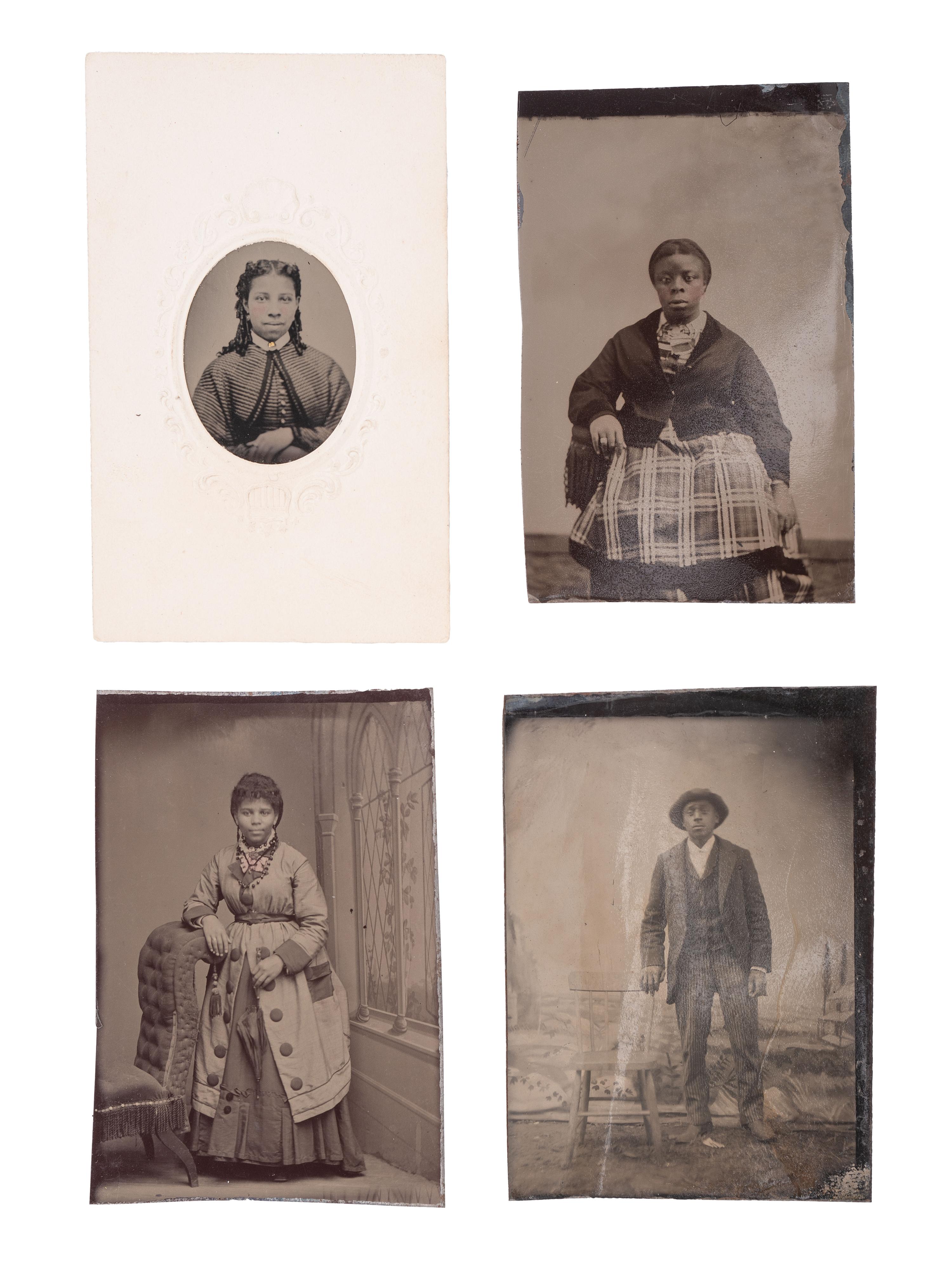 [EARLY PHOTOGRAPHY]. 7 tintypes of African American subjects, incl. caretaker with white child.