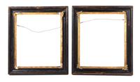 A Pair of Continental Black Painted and Parcel Gilt Frames Height 17 x width 15 inches. — LATE 18TH CENTURY