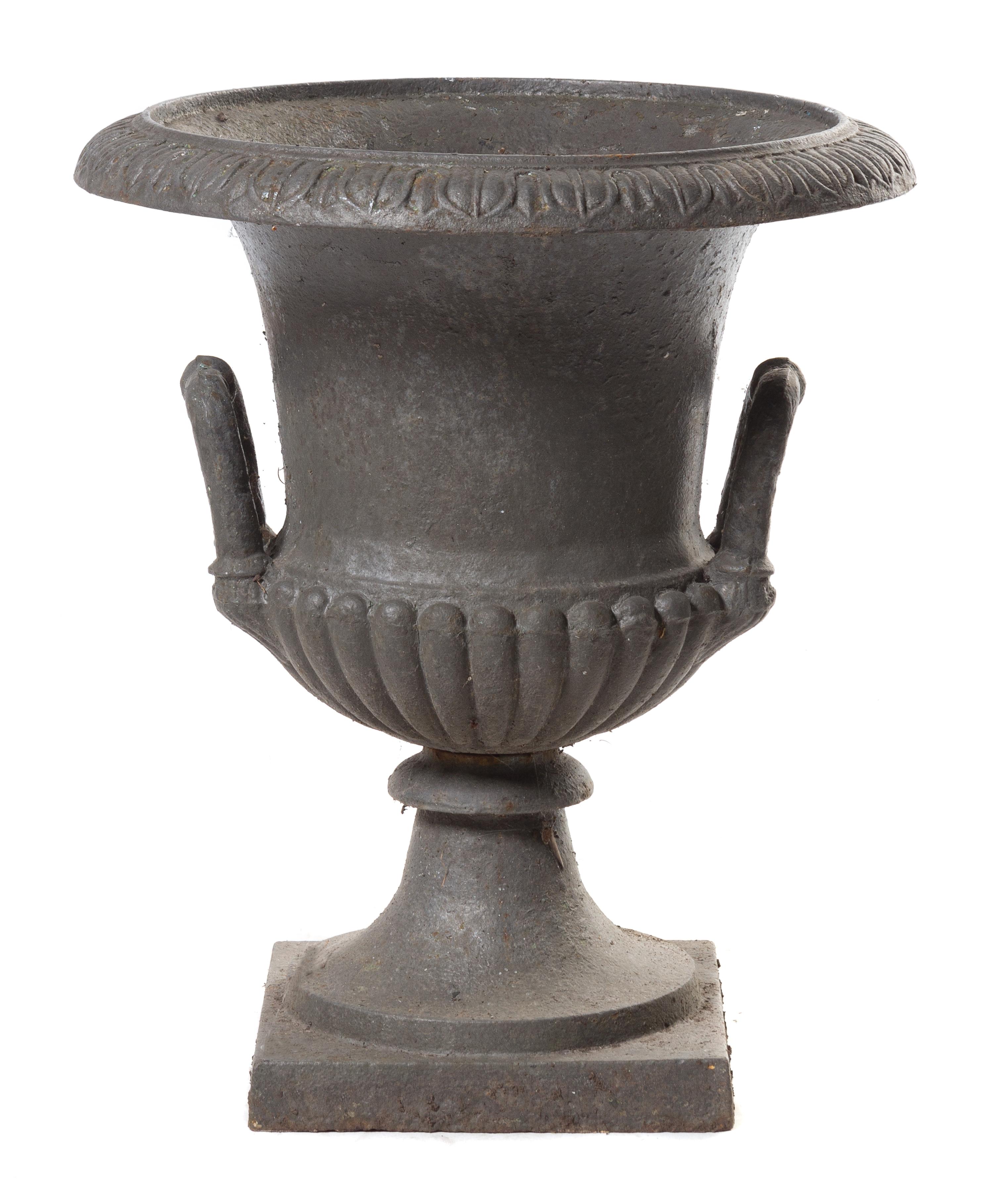 A Victorian Cast Iron Garden Urn Height 24 inches.