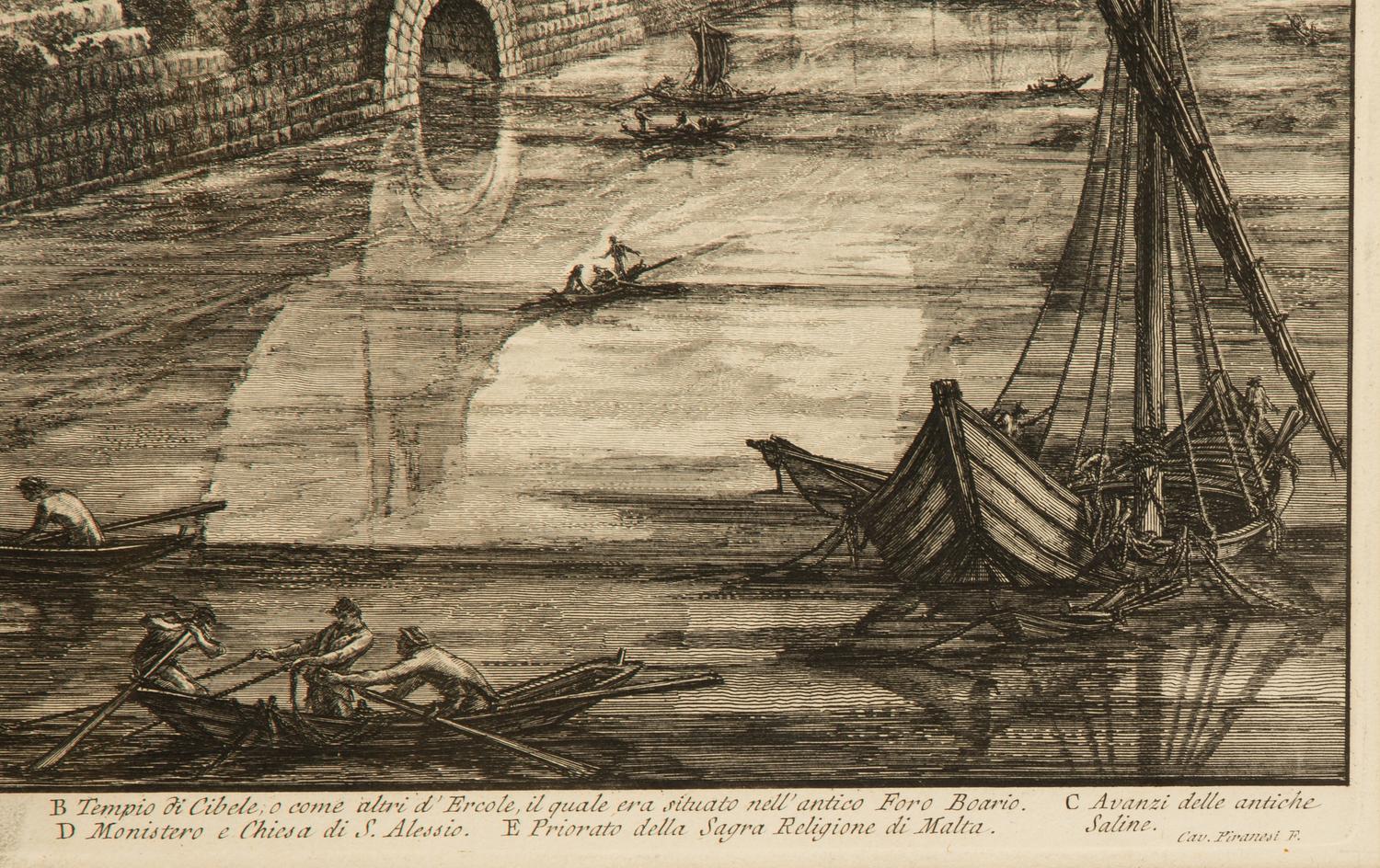 Two Etchings by Giovanni Battista Piranesi (Italian, 1720-1778), View along the Via del Corso of the Palazzo dell'Accademia