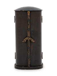 A Small Black Lacquered Shrine with a Carved Wood Figure of Kannon