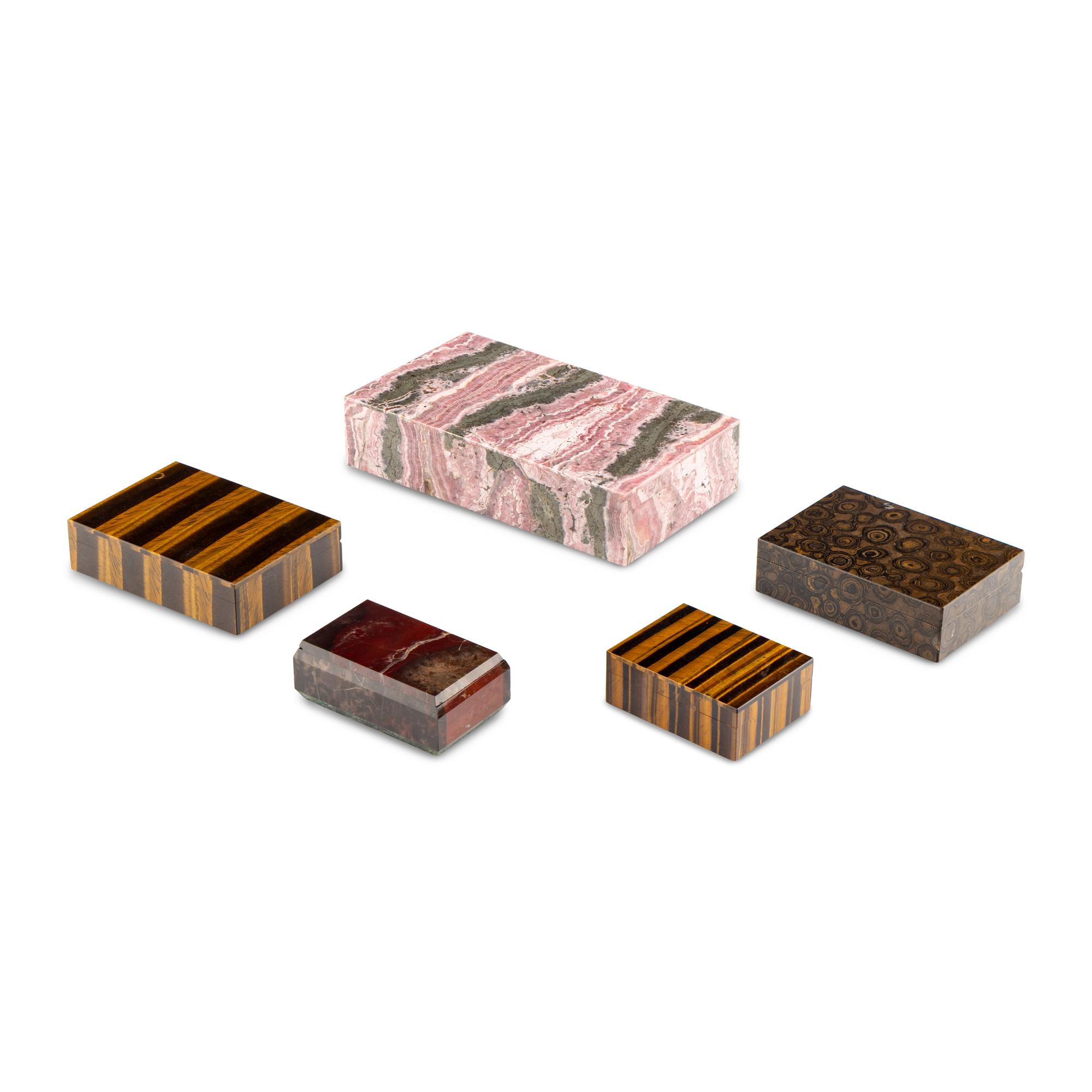 A Group of Five Hardstone Boxes