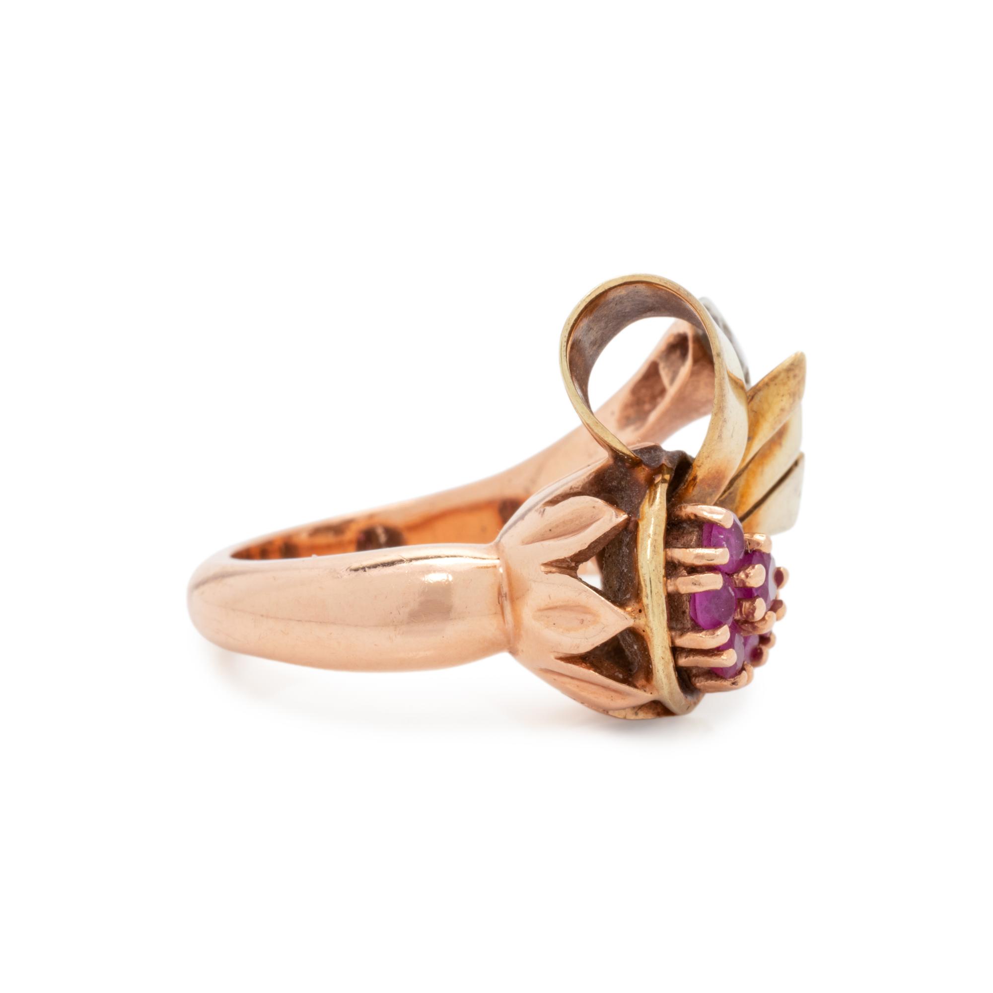 RETRO, RUBY AND DIAMOND RING
