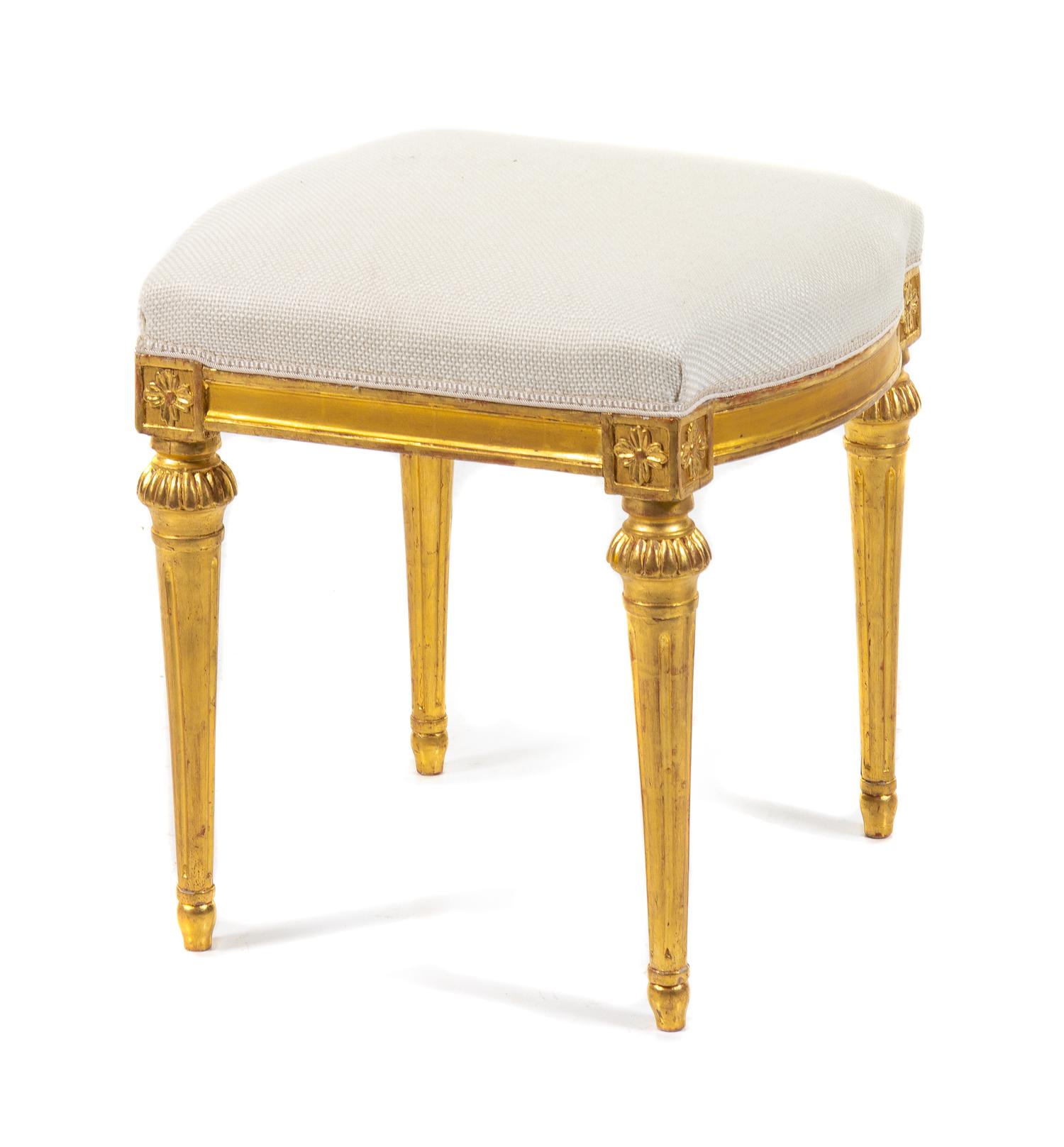 A Gustavian Giltwood Tabouret Height 18 x width 18 1/2 x depth 17 1/4 inches. — ERIK OHRMARK (SWEDISH, 1777-1813), STOCKHOLM, LATE 18TH CENTURY