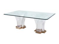 A Jeffrey Bigelow Lucite, Bronze and Glass Dining Table