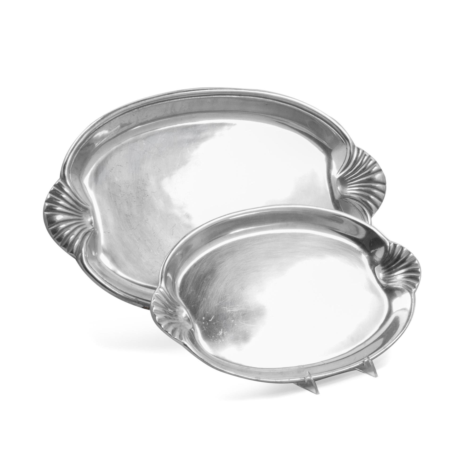 Two Wilton Pewter Shell Trays