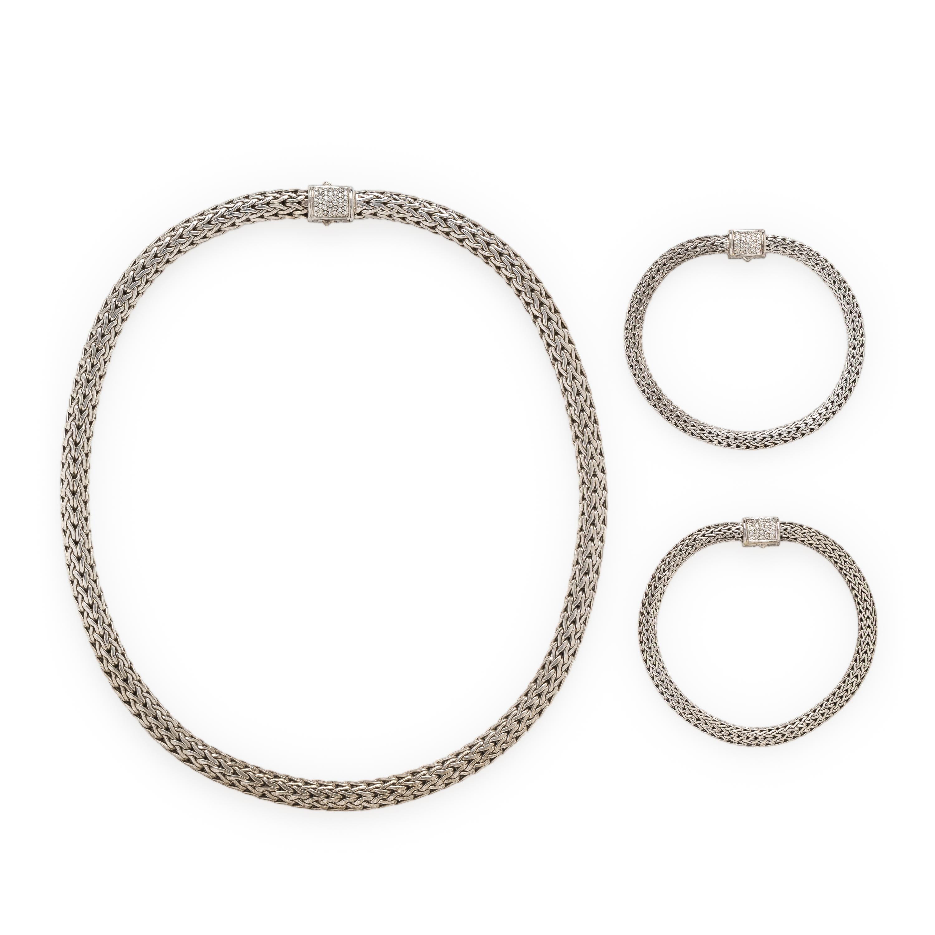 John Hardy, Collection of Diamond, Sterling Silver, and White Gold Jewelry