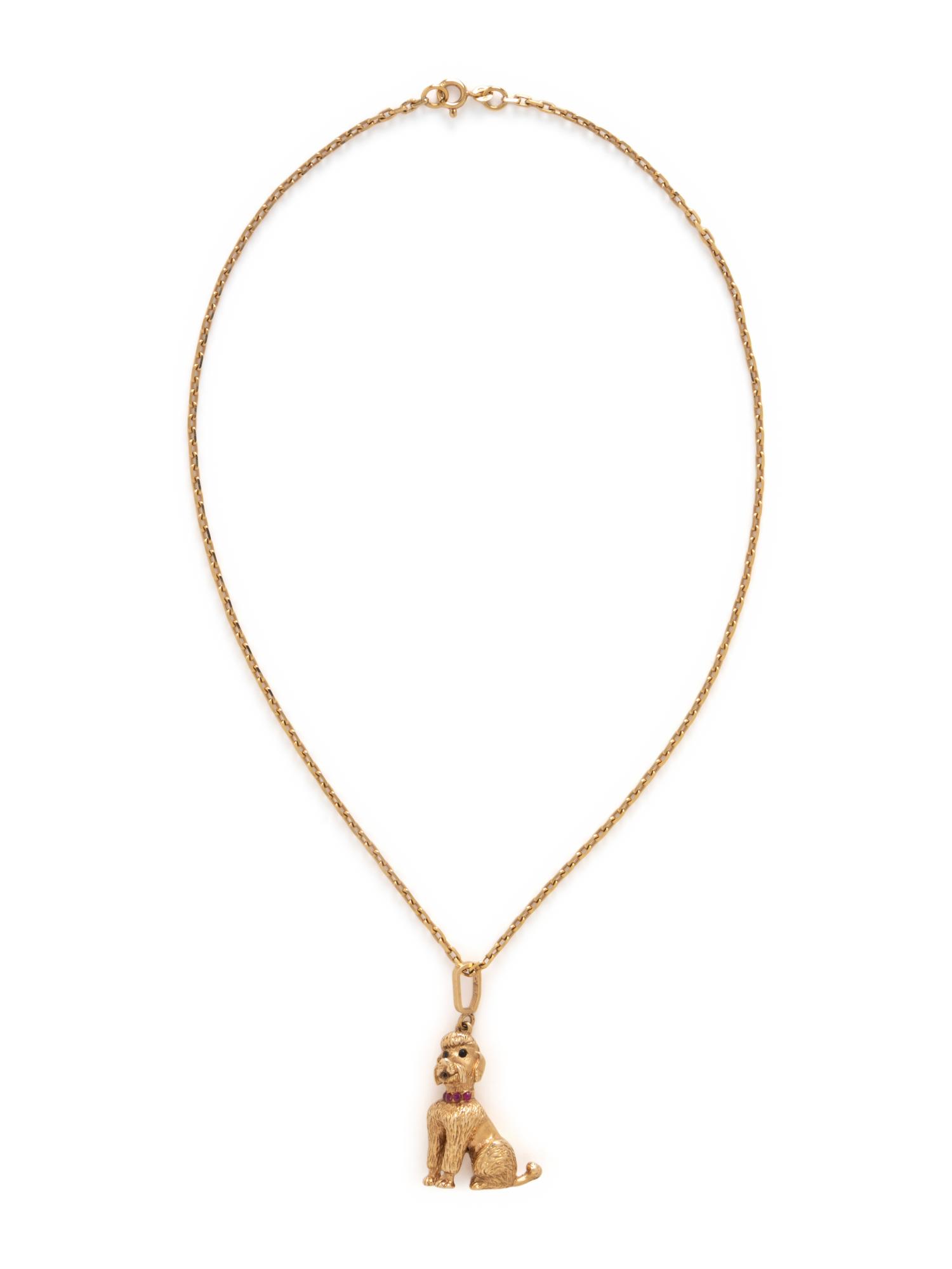 YELLOW GOLD POODLE PENDANT/NECKLACE