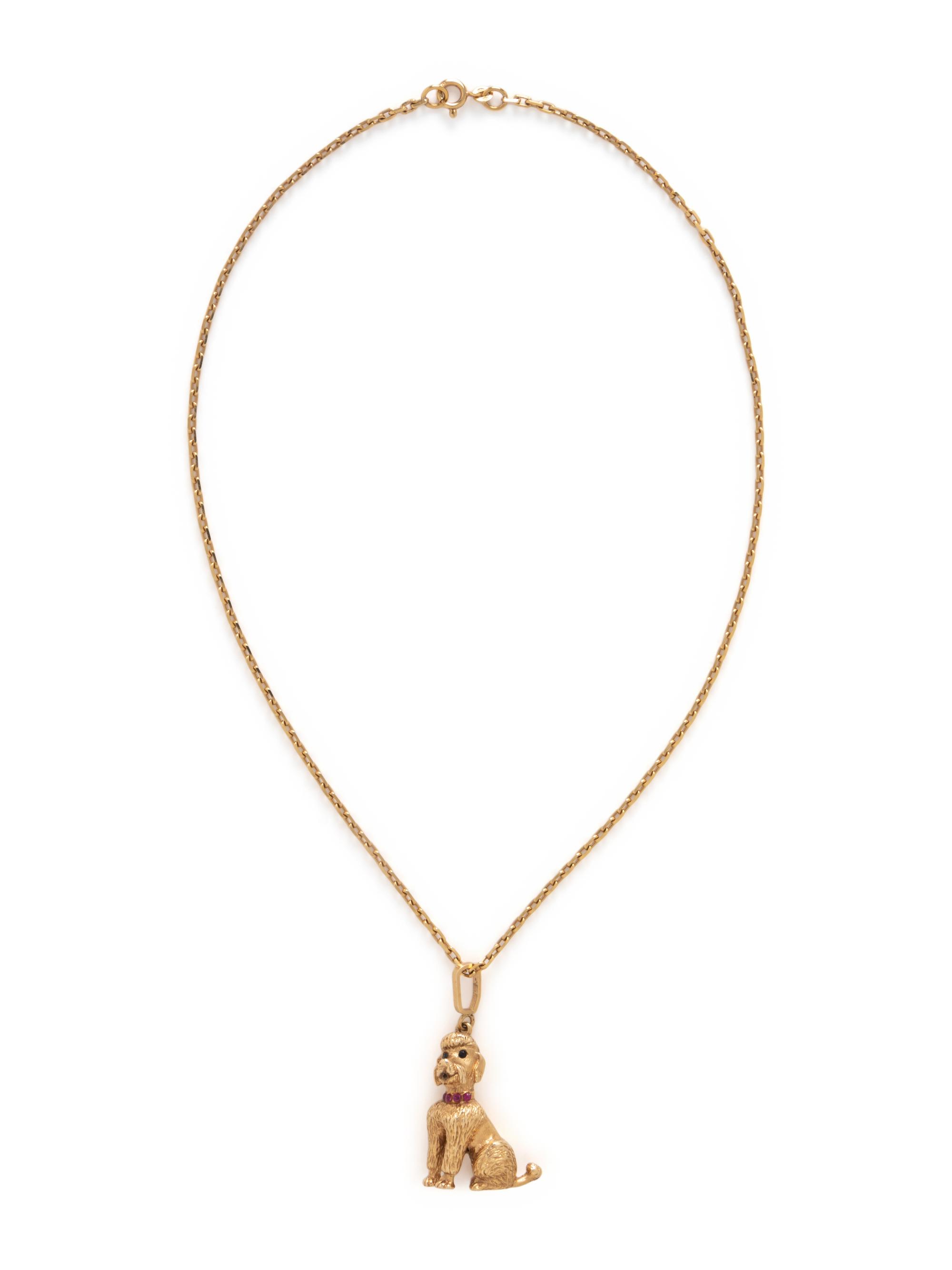 YELLOW GOLD POODLE PENDANT/NECKLACE