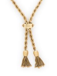 HAMMERMAN BROTHERS, YELLOW GOLD LARIAT WITH TASSLES