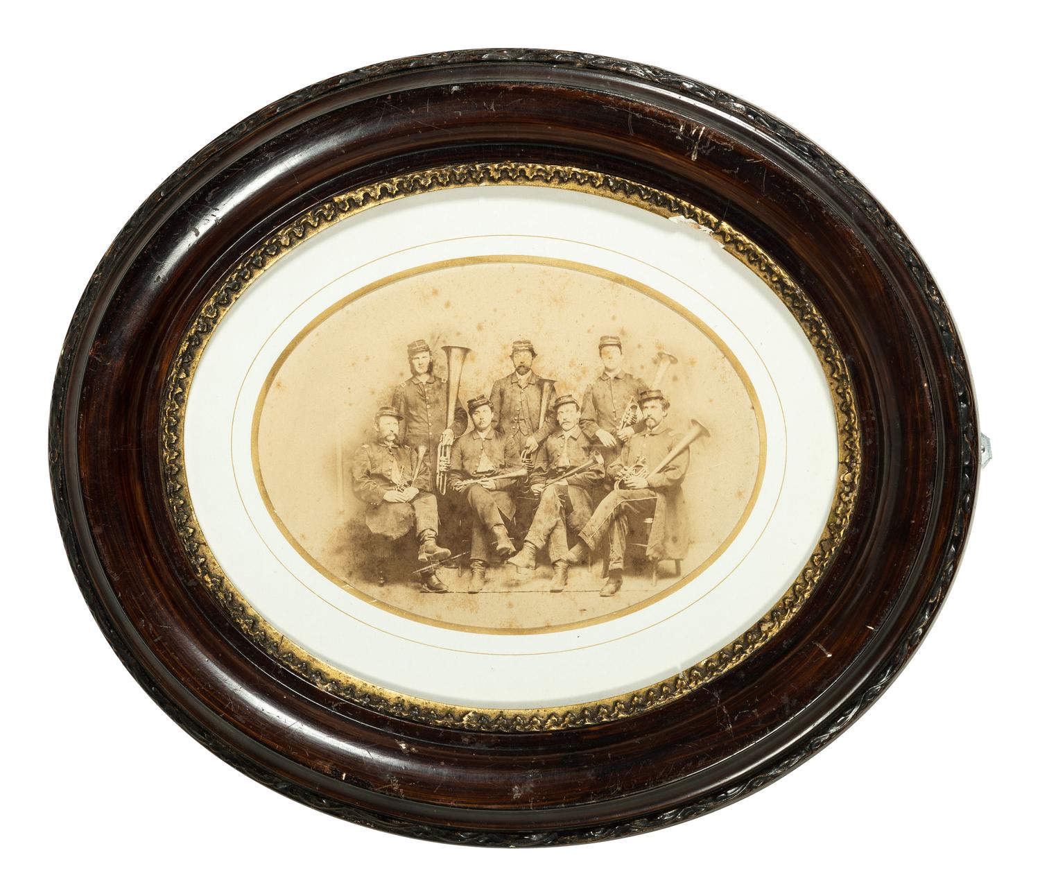 [CIVIL WAR]. Oversize albumen photograph of a Civil War brass band.
