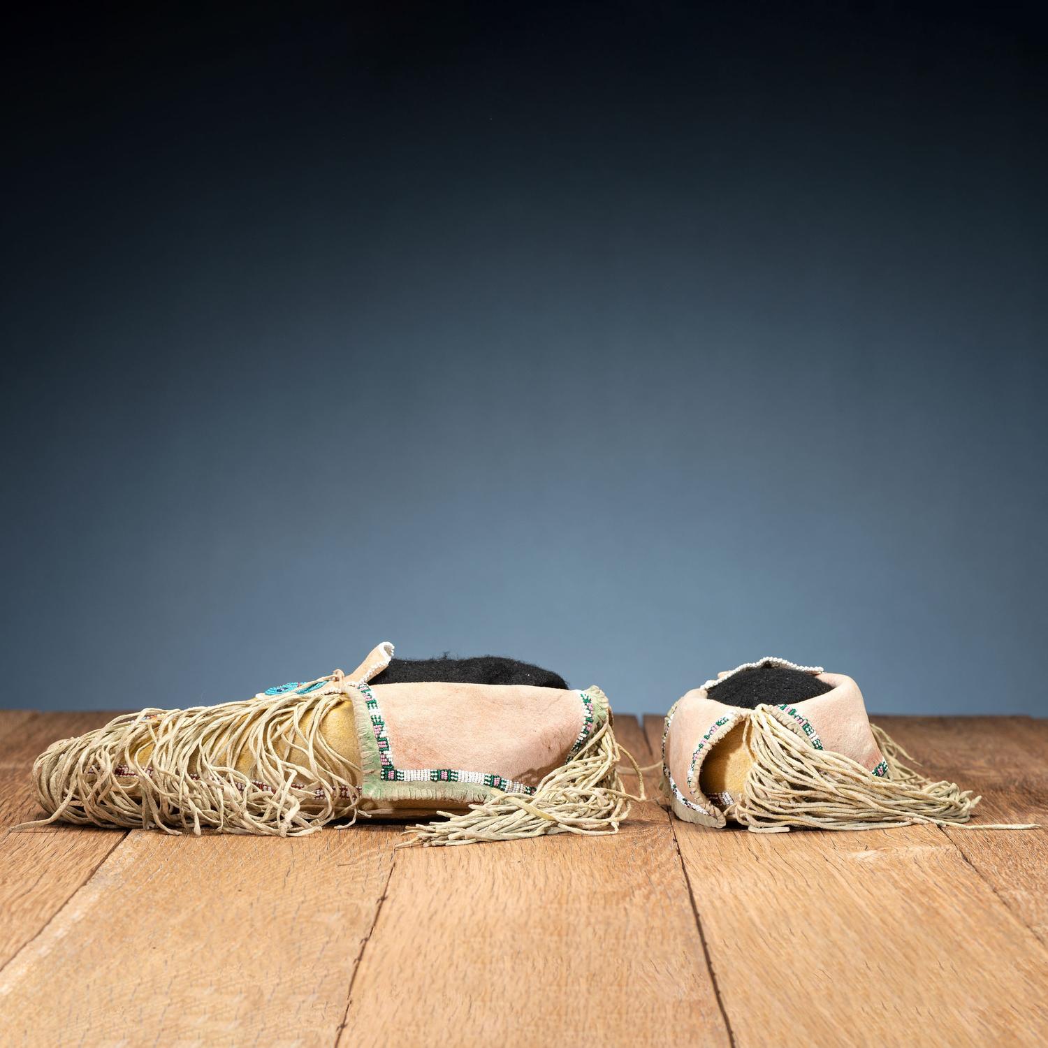 Kiowa Beaded Hide Moccasins