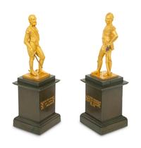 A Pair of French Gilt and Patinated Bronze Figures of Henri IV and Duc de Berry